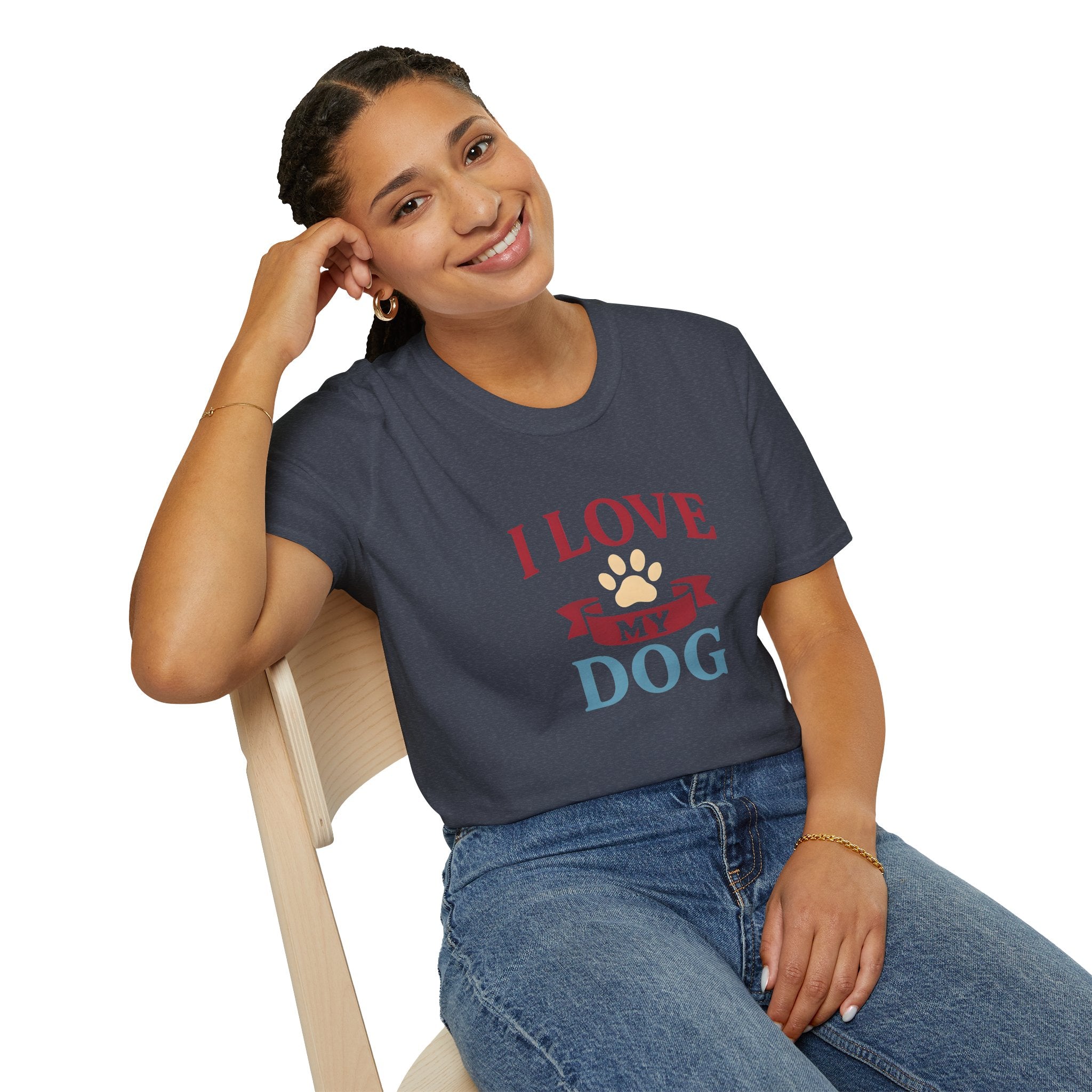 I Love My Dog Unisex Softstyle T-Shirt, Dog Lover Gift, Pet Owner Tee, Dog Mom/Dad Shirt, Casual Wear, Birthday Gift