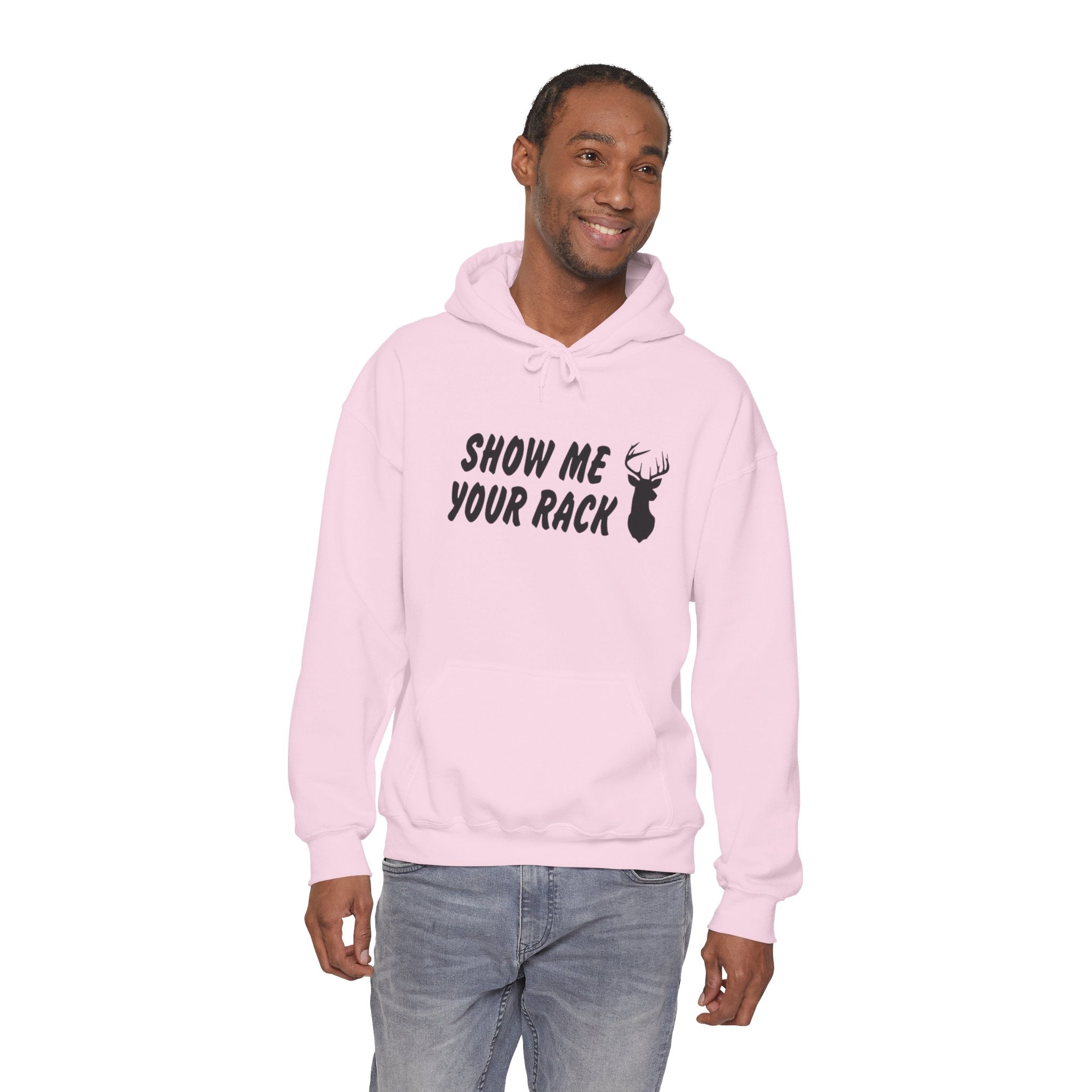 Funny Hunting Hoodie - Show Me Your Rack, Unisex Sweatshirt for Outdoors, Gift for Hunters, Casual Wear, Holiday Apparel