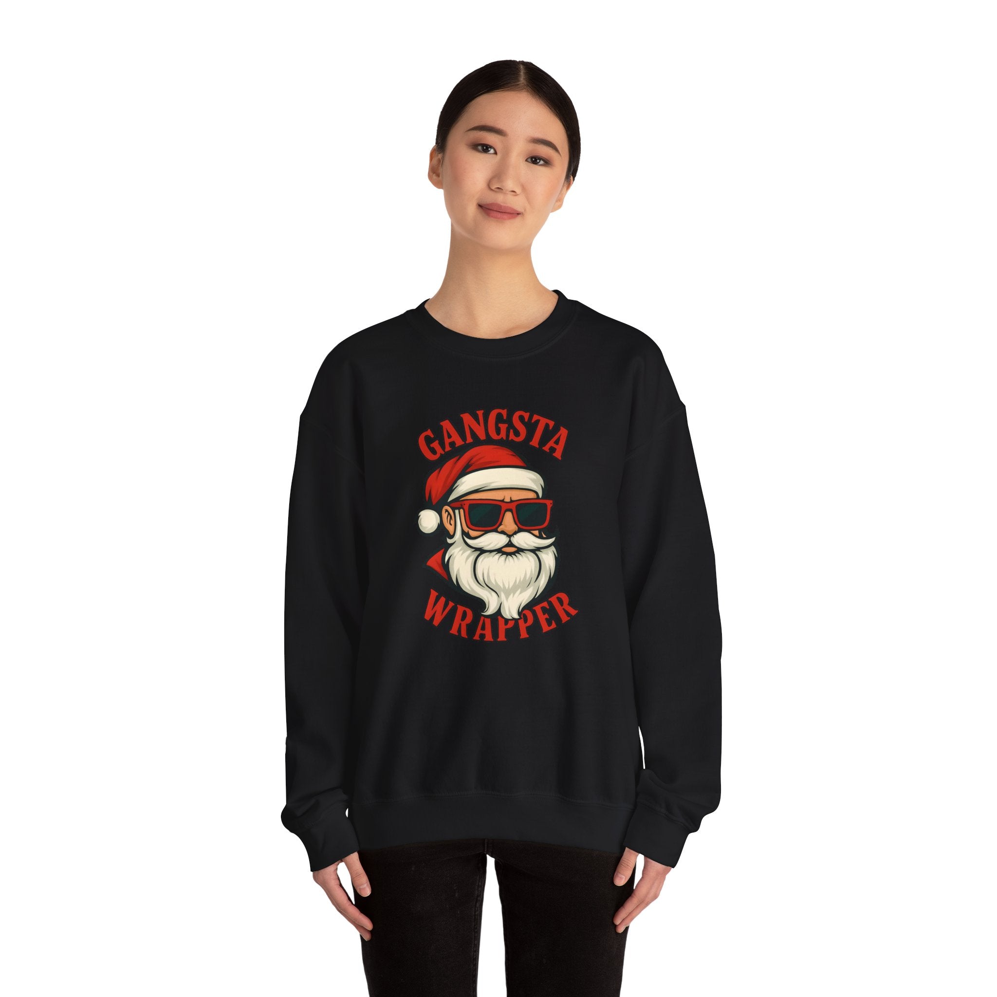 Gangsta Wrapper Crewneck Sweatshirt – Funny Christmas Apparel for Holiday Cheer