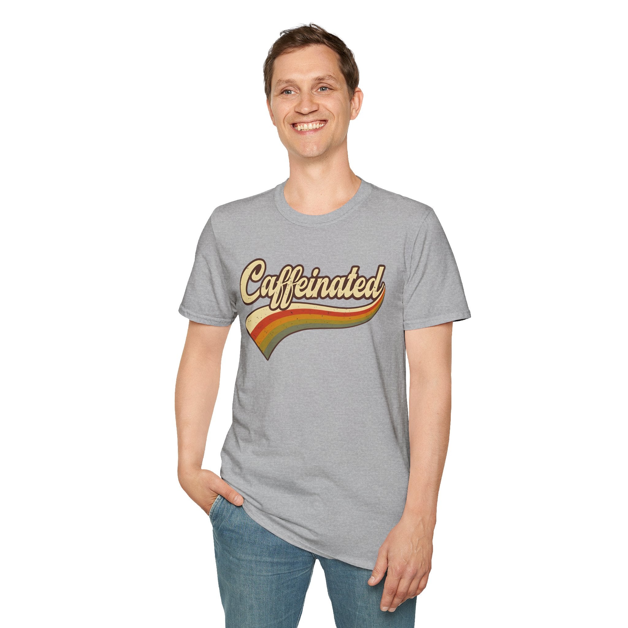 Caffeinated Retro Unisex Softstyle T-Shirt