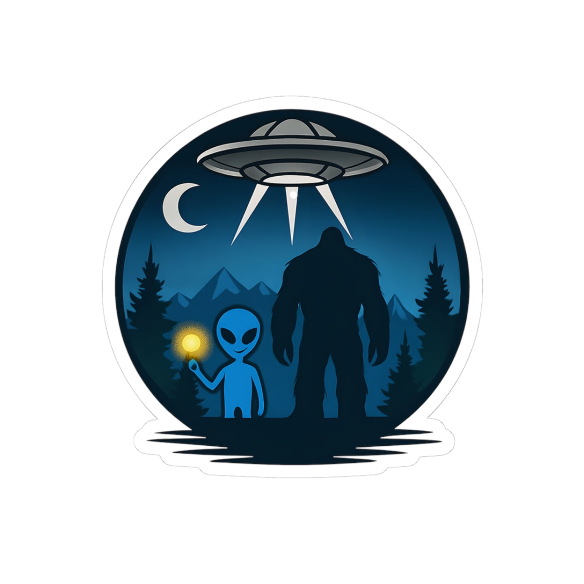 Alien Adventure Kiss-Cut Stickers | Cute Alien & Bigfoot Design | Perfect for Laptops, Water Bottles, Scrapbooking, Gifts, Cosmic Vibes