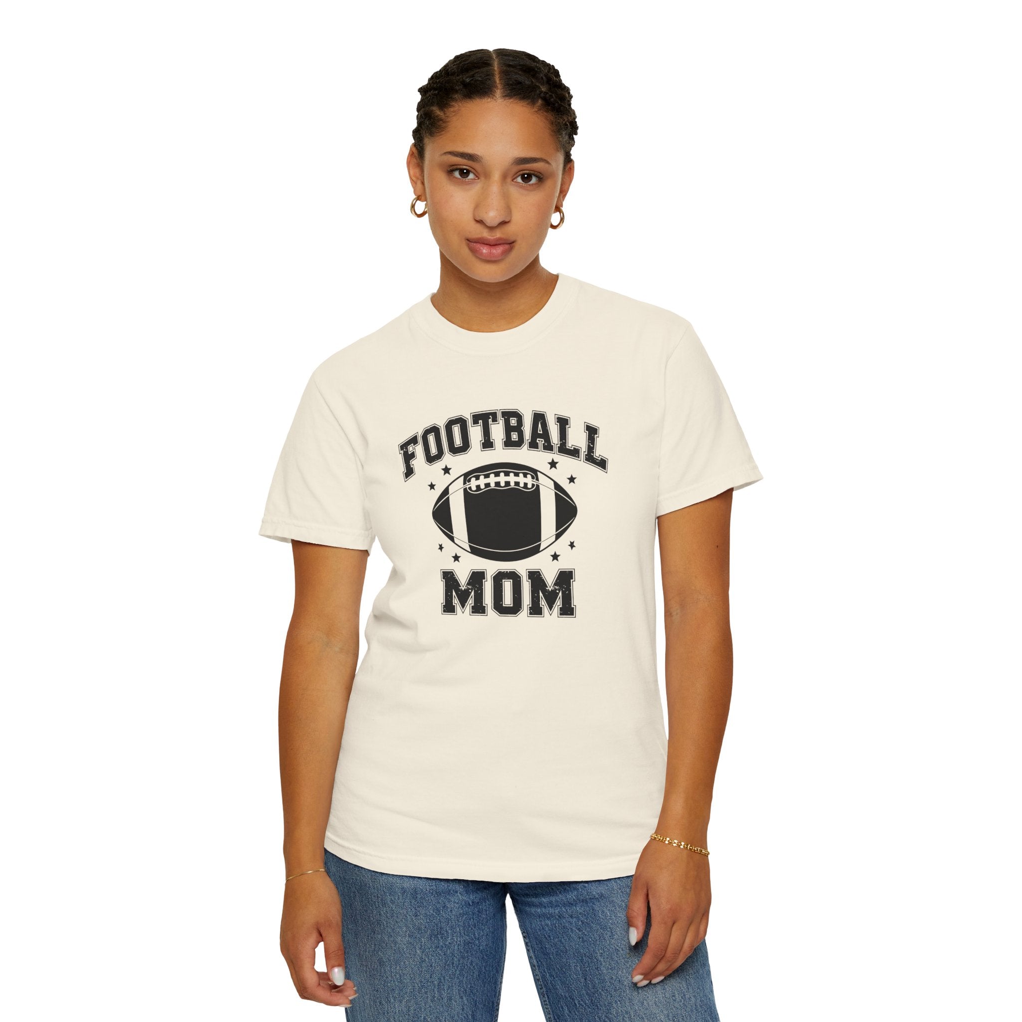 Football Mom T-Shirt, Unisex Garment-Dyed Tee for Game Day, Sports Mom Gift, Team Spirit Shirt, Casual Comfort Wear