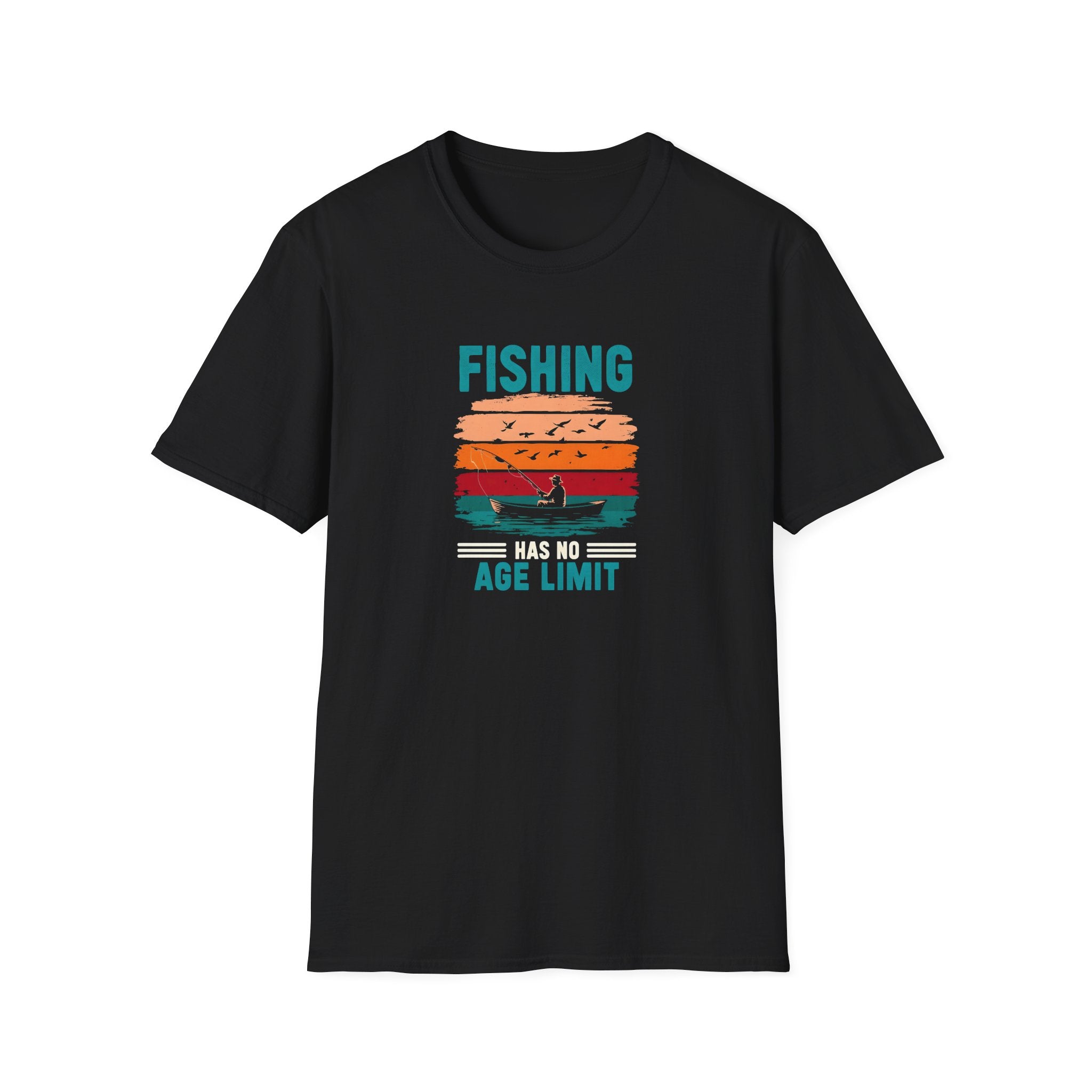 Fishing Age Limit T-Shirt, Unisex Softstyle Tee, Perfect Gift for Fishing Enthusiasts, Summer Apparel, Great for Birthdays, Father’s Day
