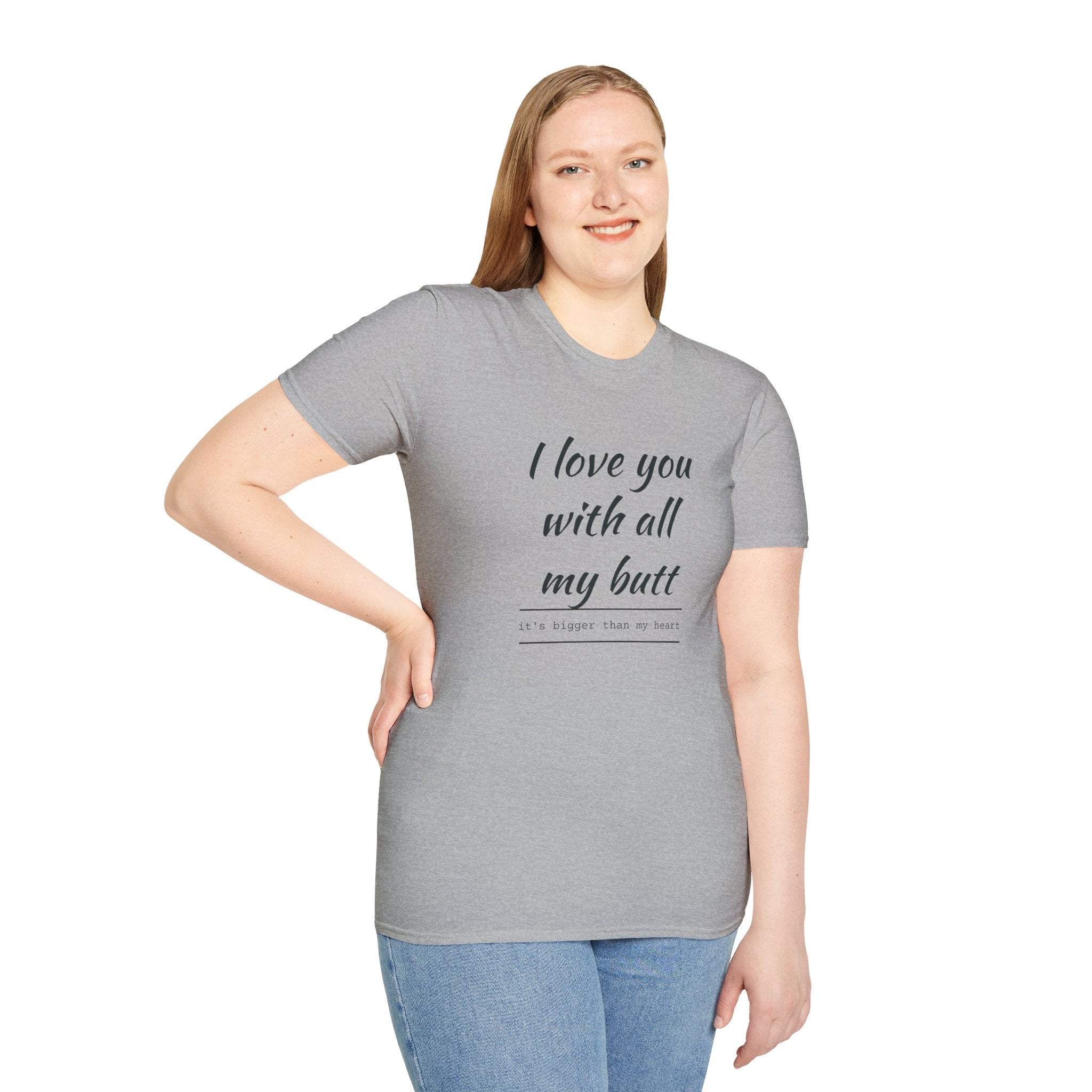Love You with All My Butt Unisex T-Shirt, Funny Gift for Partner, Cute Couple Tee, Relationship Humor Shirt, Casual Wear