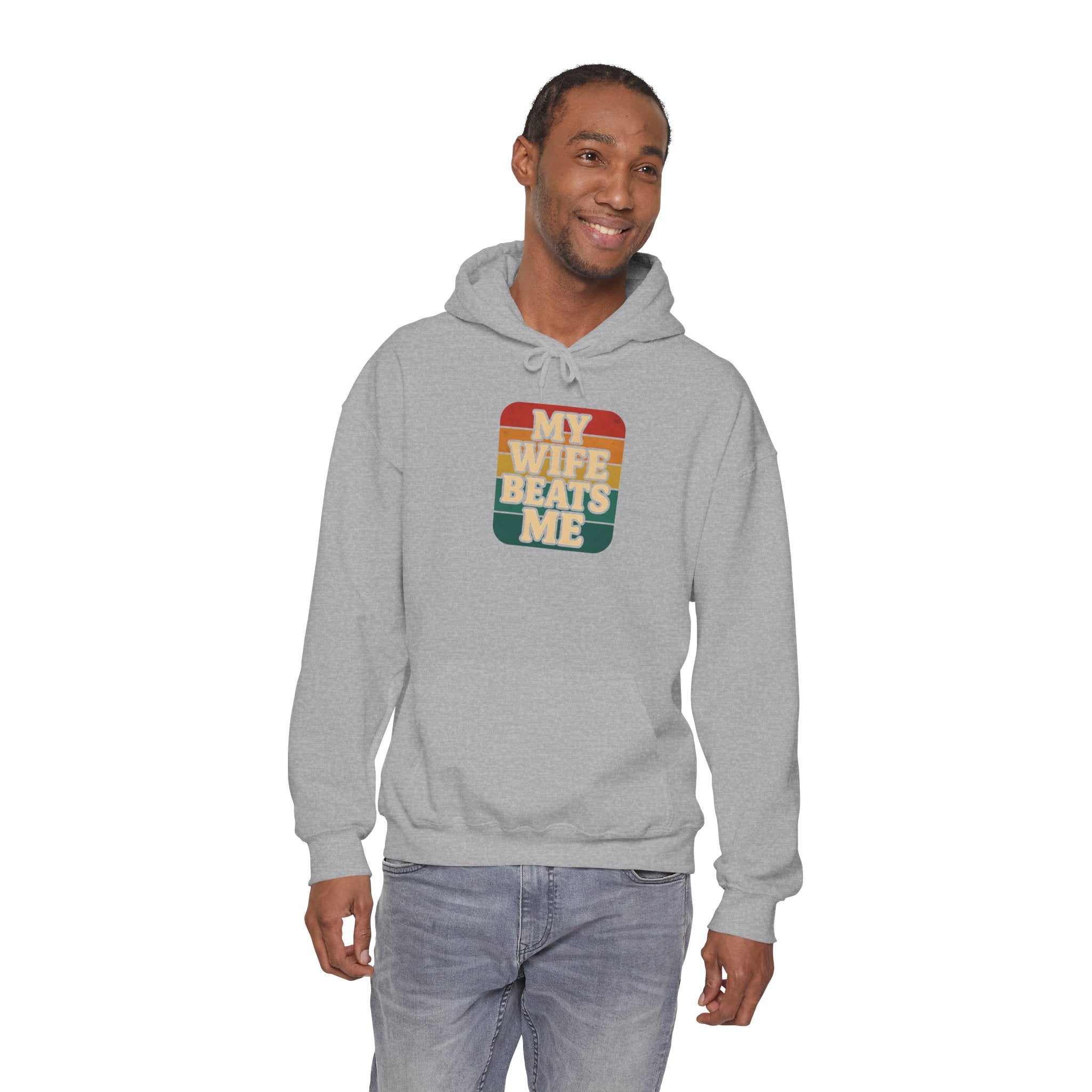 Retro Hoodie - 'My Wife Beats Me' Comfortable Sweatshirt