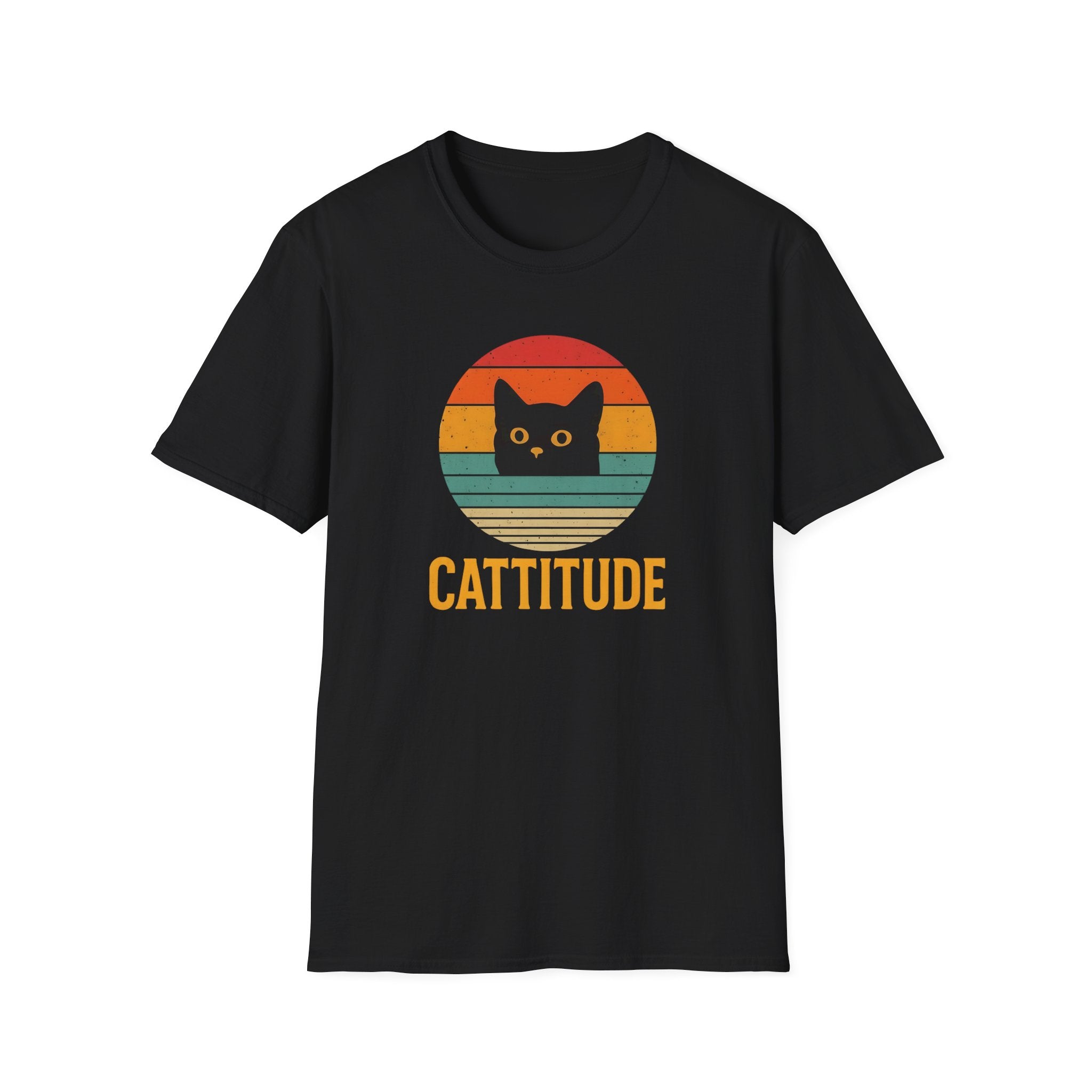 Cattitude Retro Cat T-Shirt, Funny Cat Lover Gift, Unisex Tee, Softstyle Shirt, Cute Pet Apparel, Cat-Themed Fashion