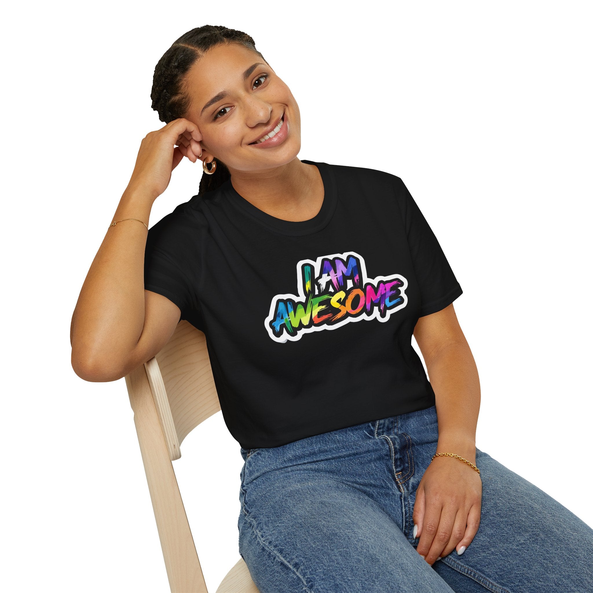 Colorful 'I AM AWESOME' Unisex T-Shirt, Inspirational Tee, Gift for Friends, Casual Wear, Motivational Clothing, Unique Graphic Shirt