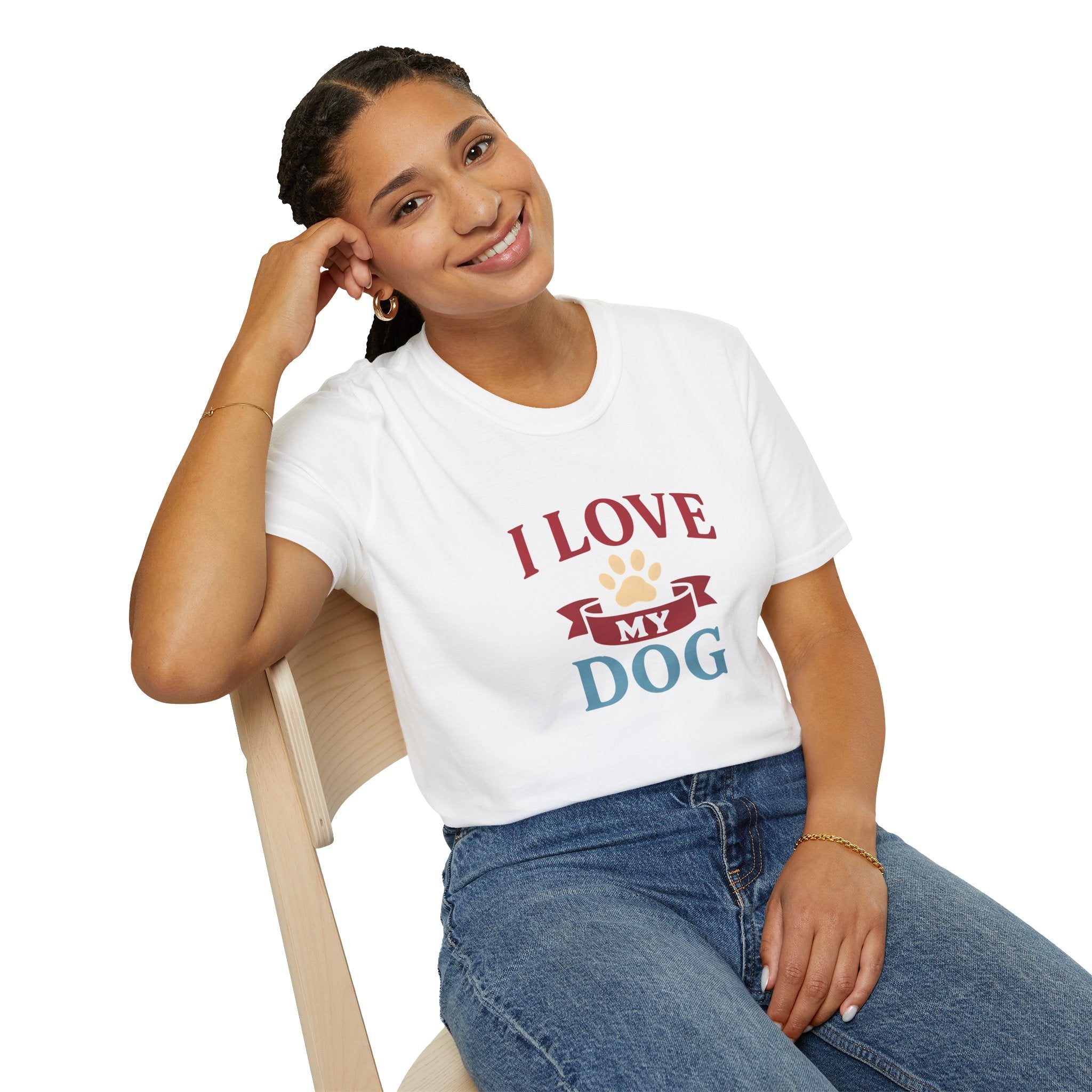I Love My Dog Unisex Softstyle T-Shirt, Dog Lover Gift, Pet Owner Tee, Dog Mom/Dad Shirt, Casual Wear, Birthday Gift