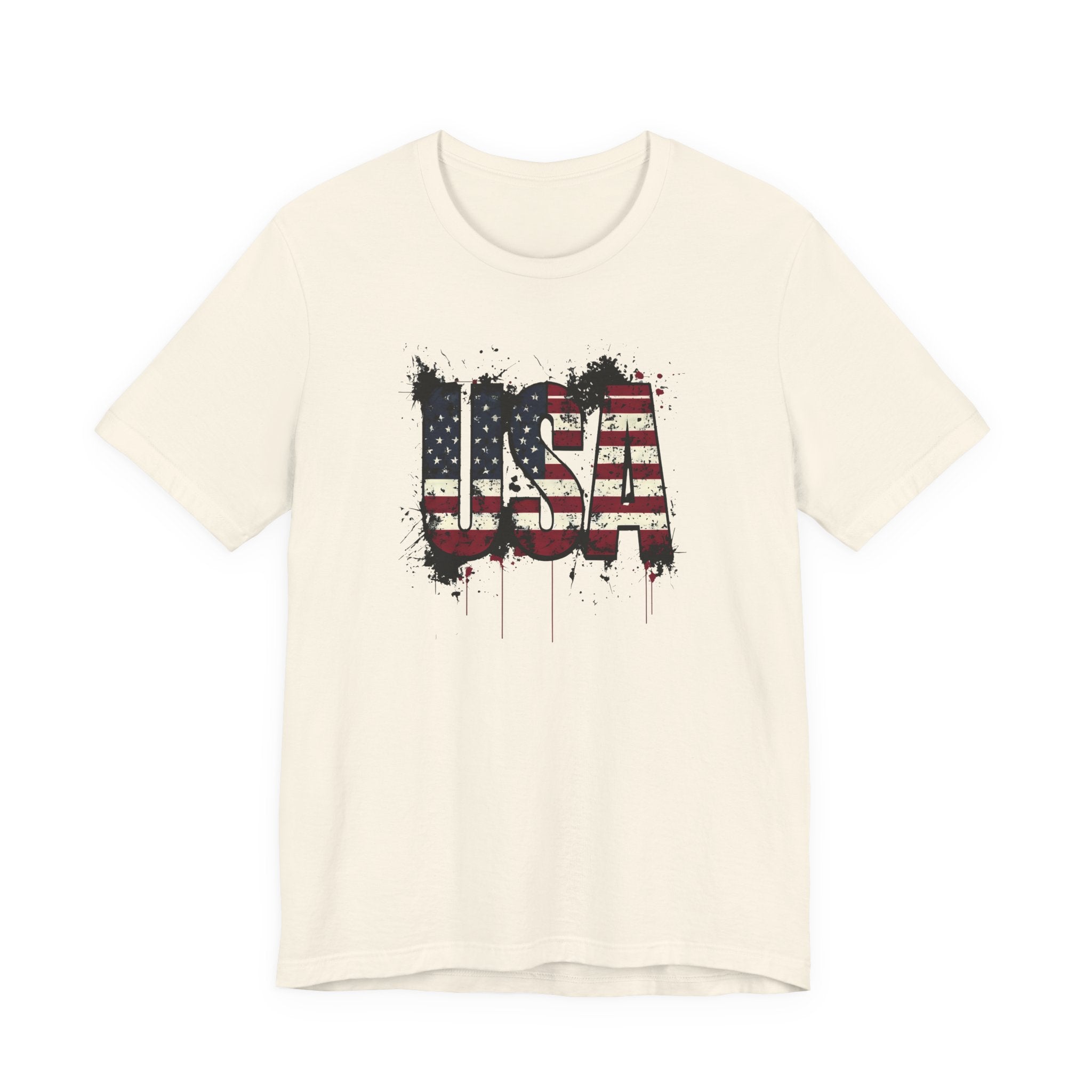 USA Paint Splatter T-Shirt — Patriotic American Flag Tee