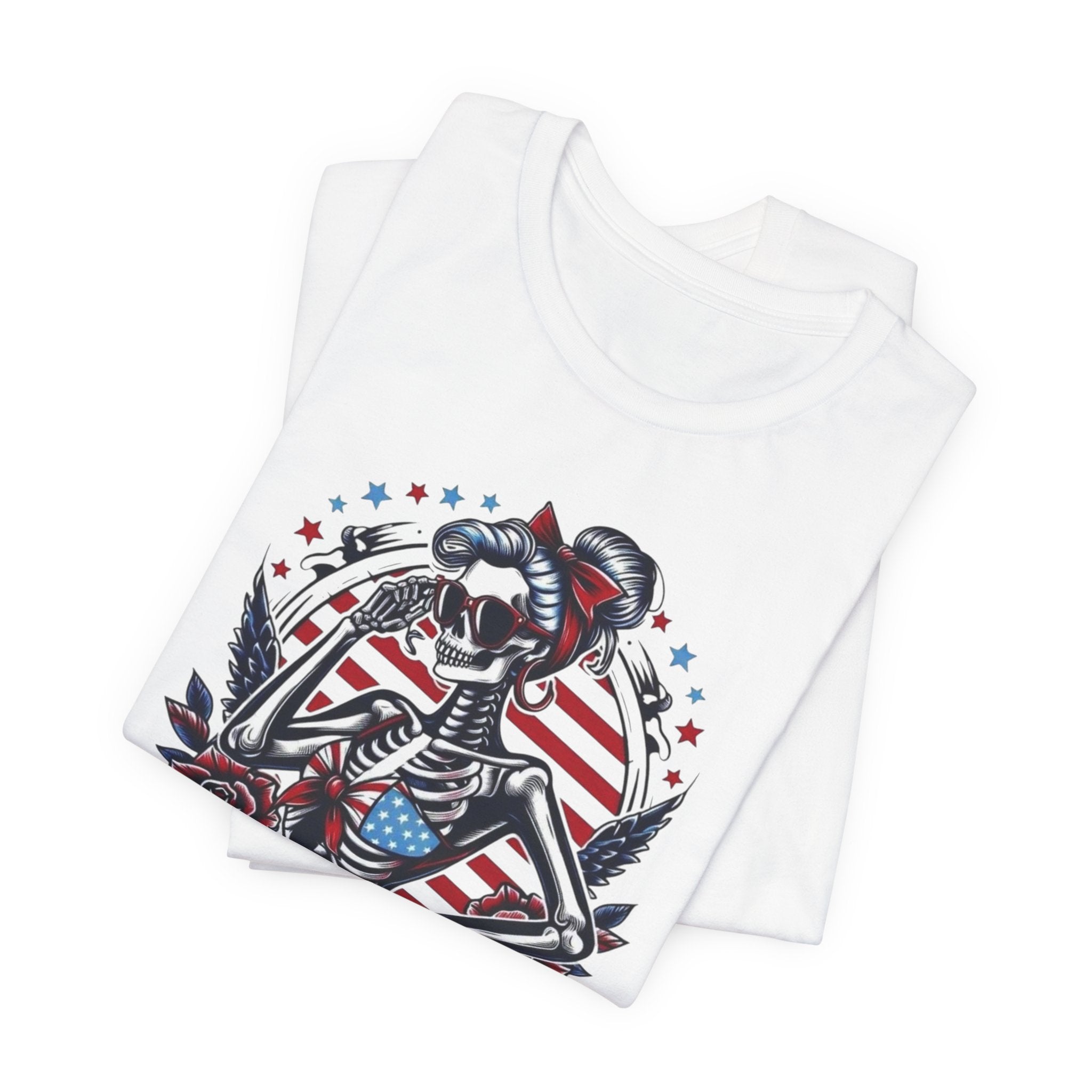 Patriotic Sailor Skull Tee — American Flag Pinup Tattoo T-Shirt
