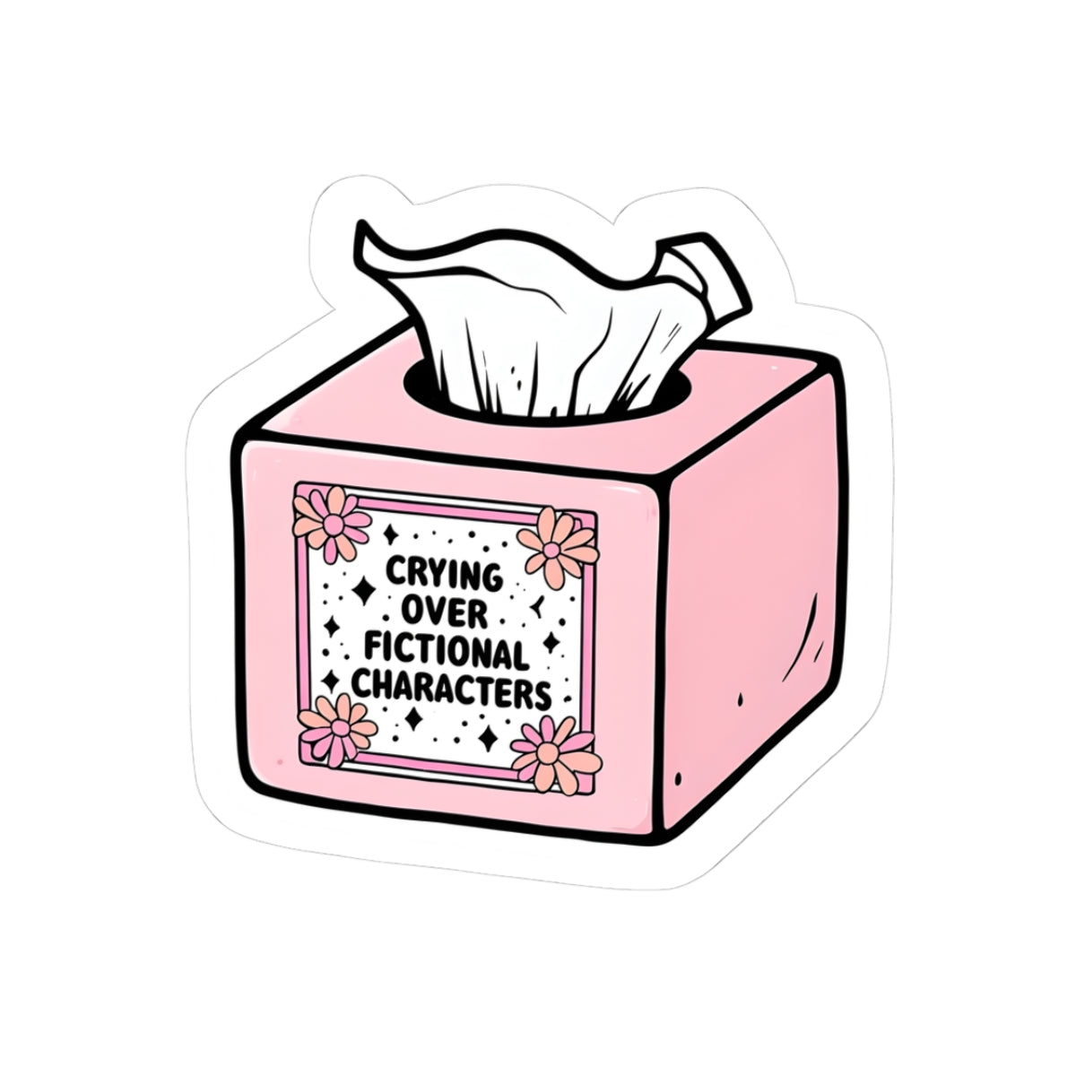 Crying Over Fictional Characters Stickers - Cute Kiss-Cut Decor for Book Lovers
