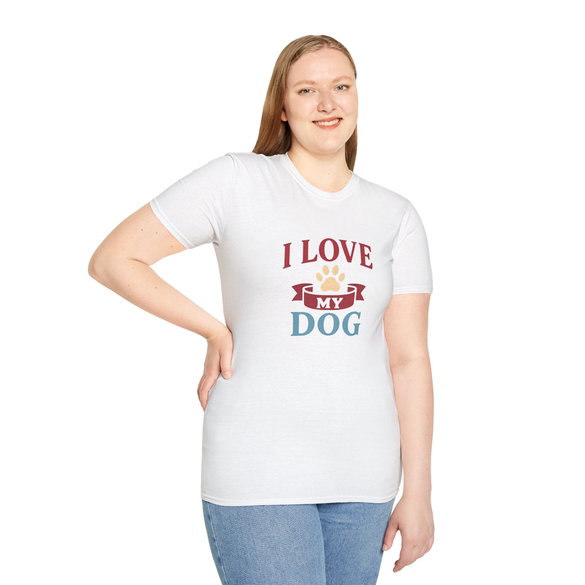 I Love My Dog Unisex Softstyle T-Shirt, Dog Lover Gift, Pet Owner Tee, Dog Mom/Dad Shirt, Casual Wear, Birthday Gift