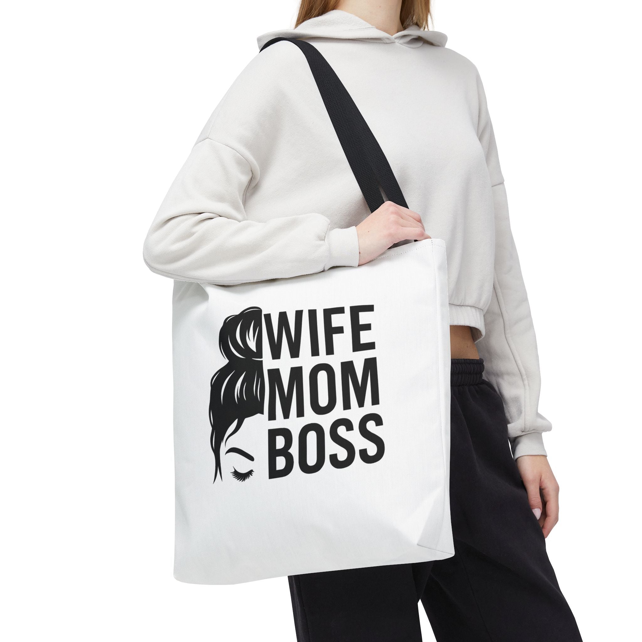 Wife Mom Boss Tote Bag - Chic, Durable Tote for Moms, Stylish Carry-All, Gift for Mother's Day, Work, and Everyday Use