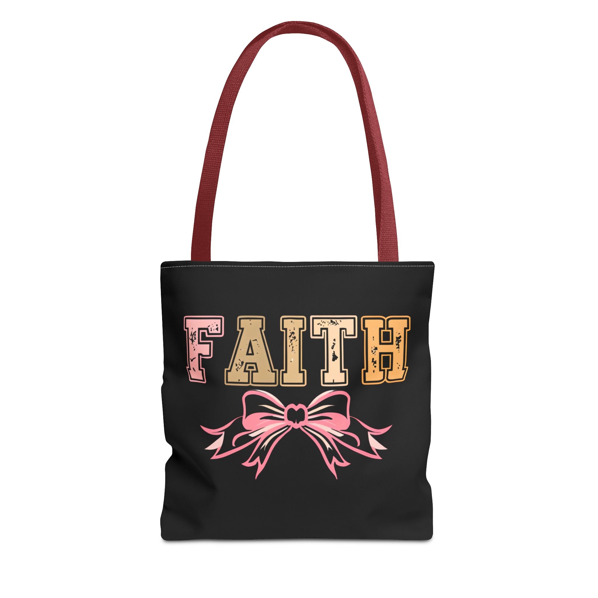 Faith Tote Bag with Bow Design, Inspirational Gift for Her, Everyday Shopping Bag, Faith-Based Gift, Religious Tote, Faith Quote Bag