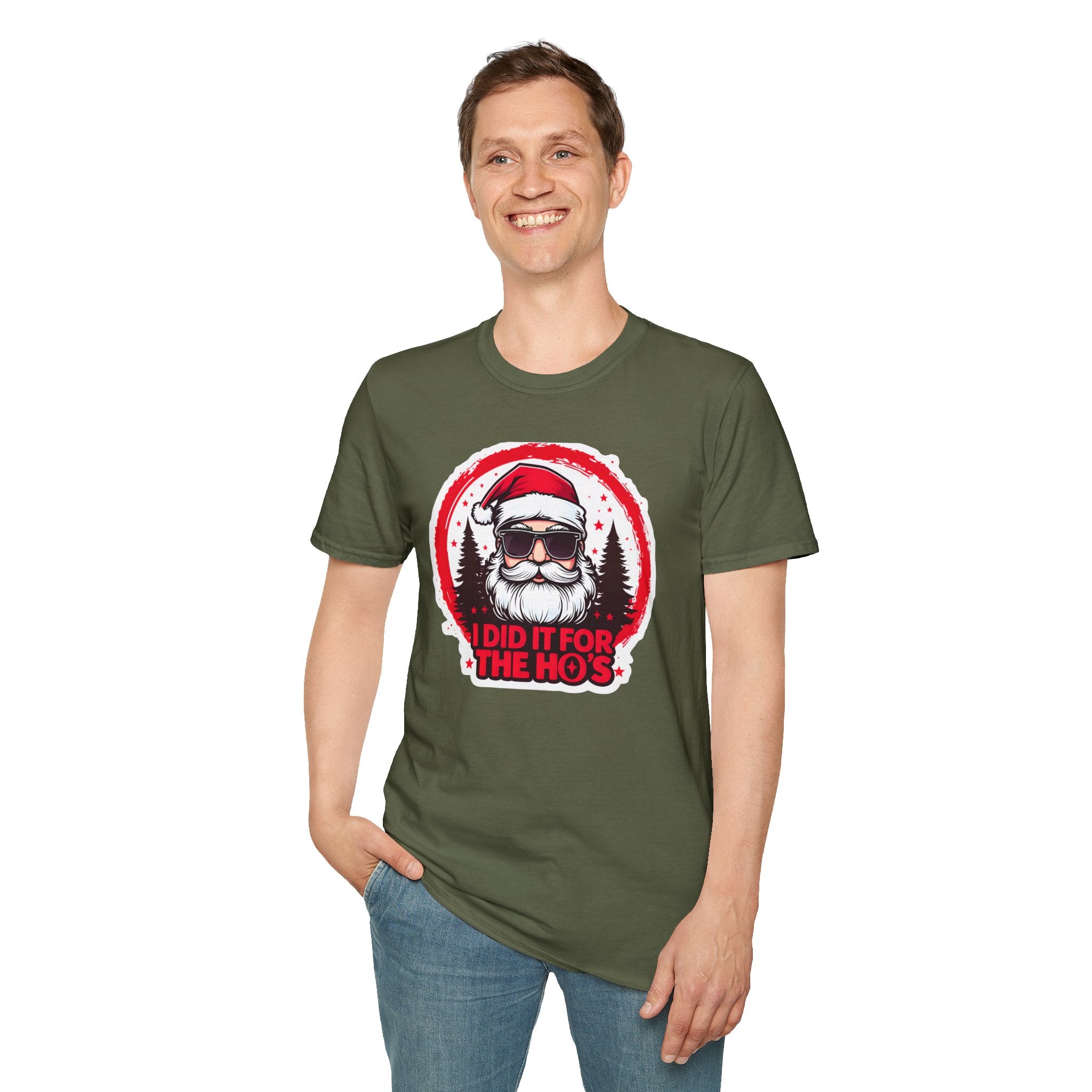 Funny Santa T-Shirt, Christmas Humor Shirt, Holiday Gift, Unisex Tee, I Did It For The Ho's, Festive Apparel, Winter Party Wear