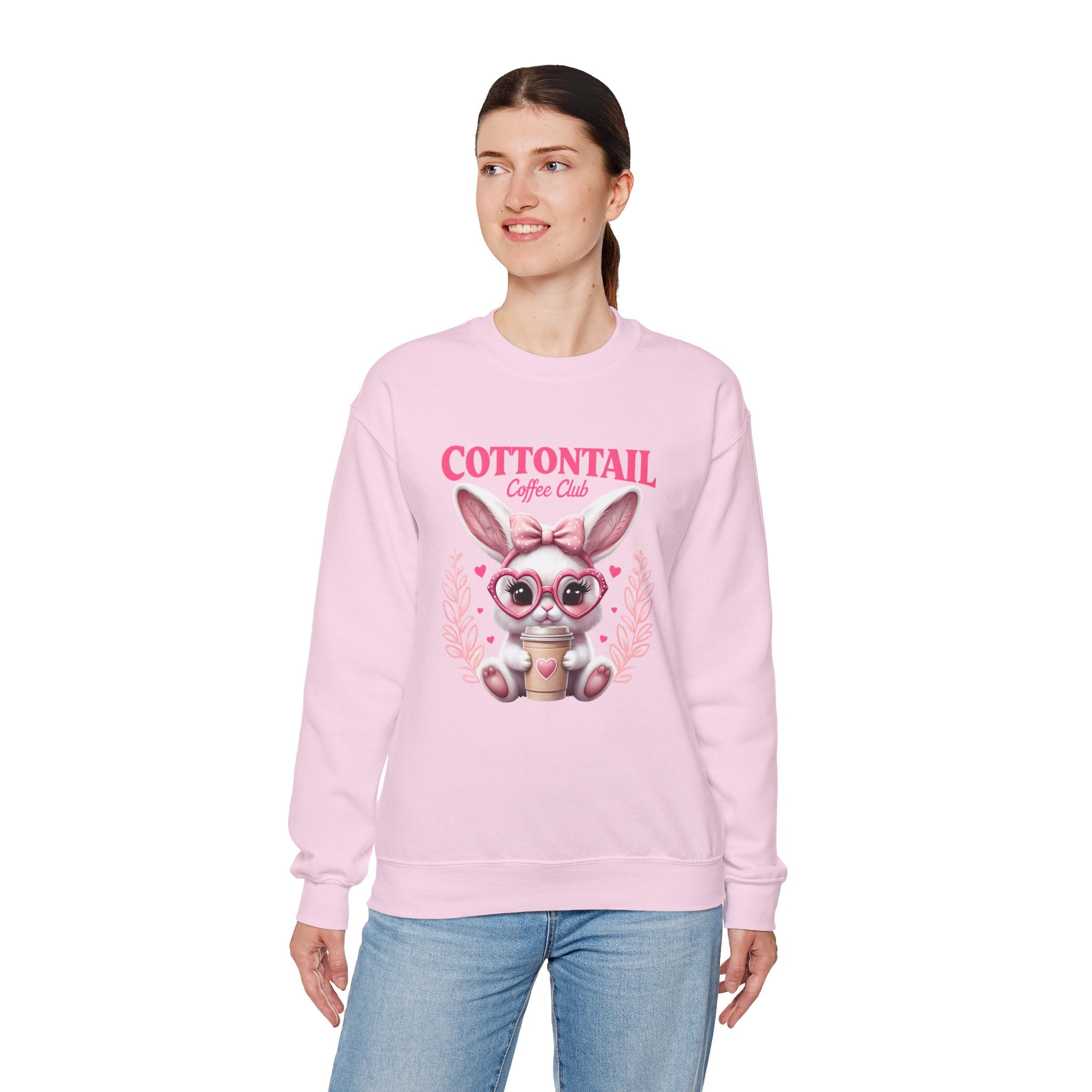 Cottontail Coffee Club Sweatshirt — Cute Bunny with Coffee Graphic