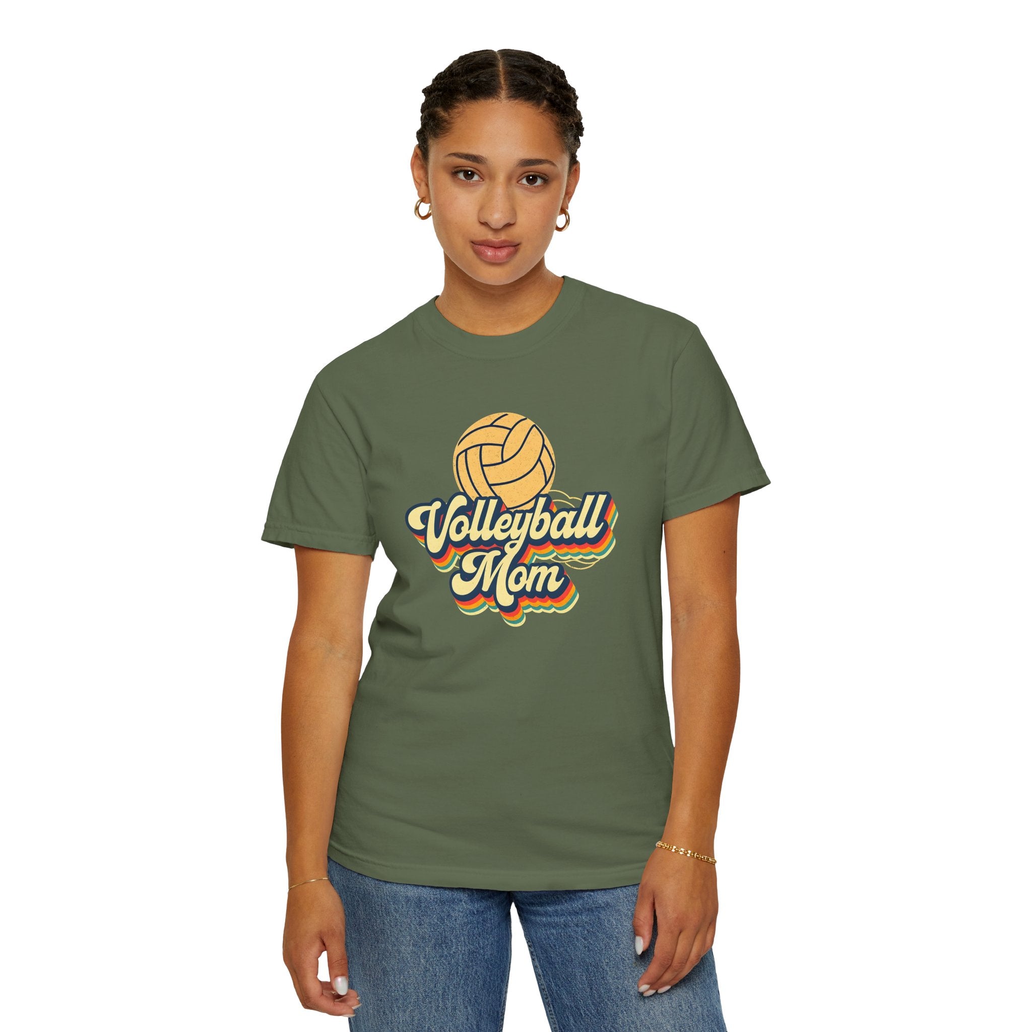 Volleyball Mom T-Shirt, Unisex Garment-Dyed Tee for Sports Lovers, Great for Gifts, Casual Wear, Volleyball Events, Mother’s Day