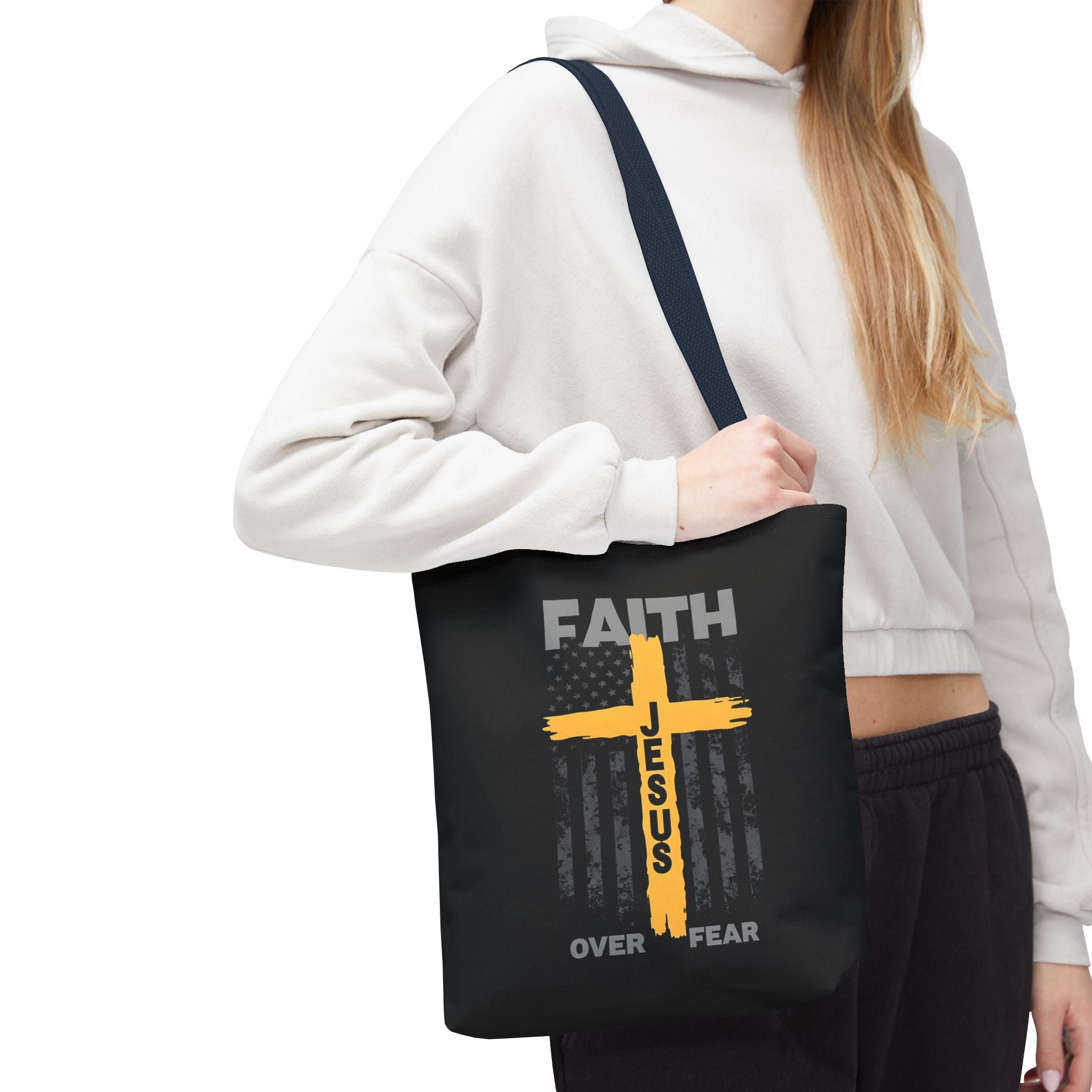 Faith Over Fear Tote Bag, Inspirational Bag, Bible Quote Tote, Christian Gift, Church Accessory, Motivational Bag