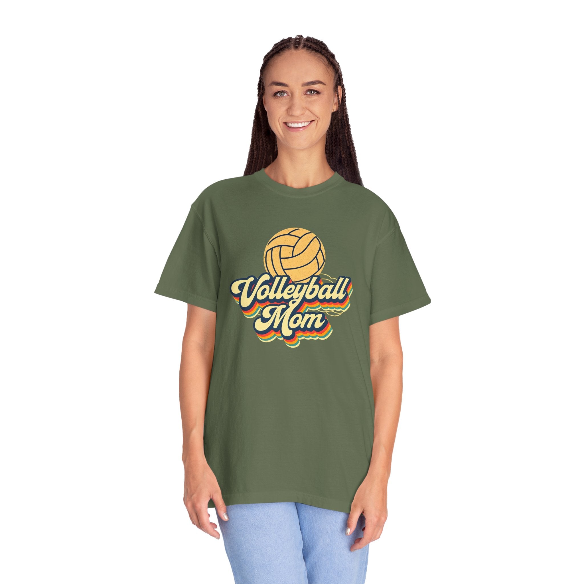 Volleyball Mom T-Shirt, Unisex Garment-Dyed Tee for Sports Lovers, Great for Gifts, Casual Wear, Volleyball Events, Mother’s Day
