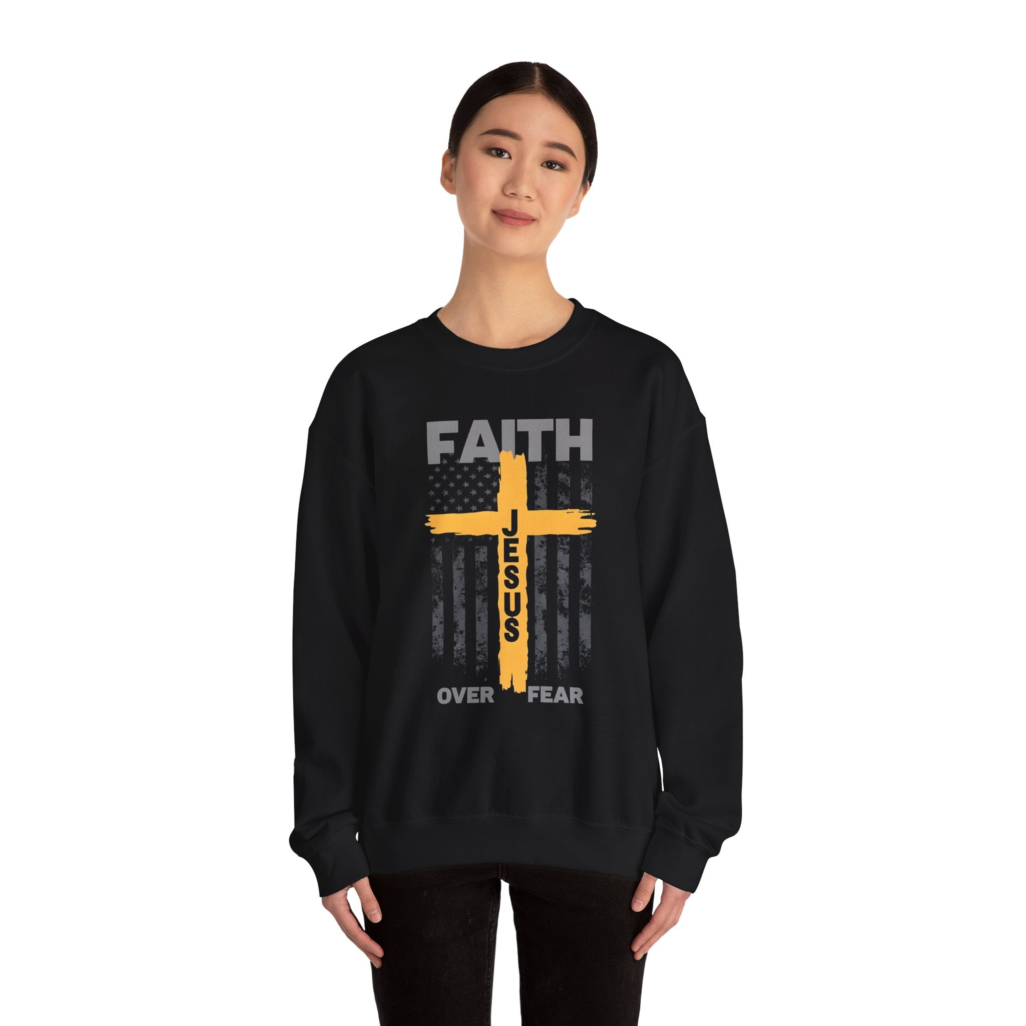 Faith Over Fear Crewneck Sweatshirt, Inspirational Christian Apparel, Unisex Sweatshirt, Religious Gift, Cozy Faith-Based Clothing