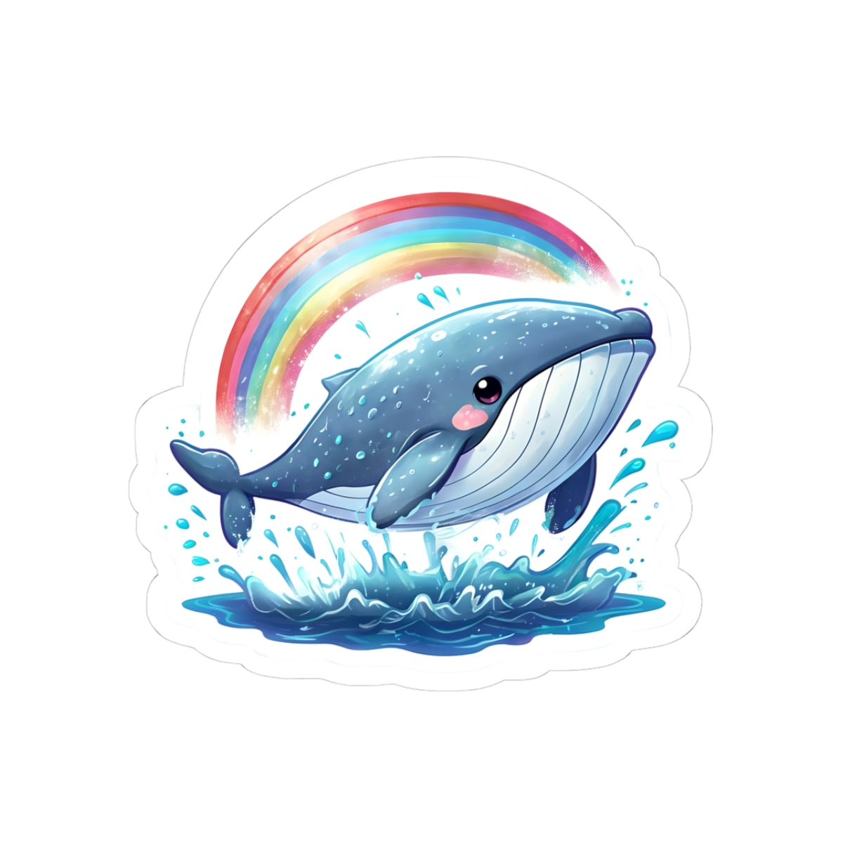 Whale Rainbow Kiss-Cut Stickers, Cute Ocean Decor, Laptop Stickers, Kid's Room Decor, Gift for Sea Lovers