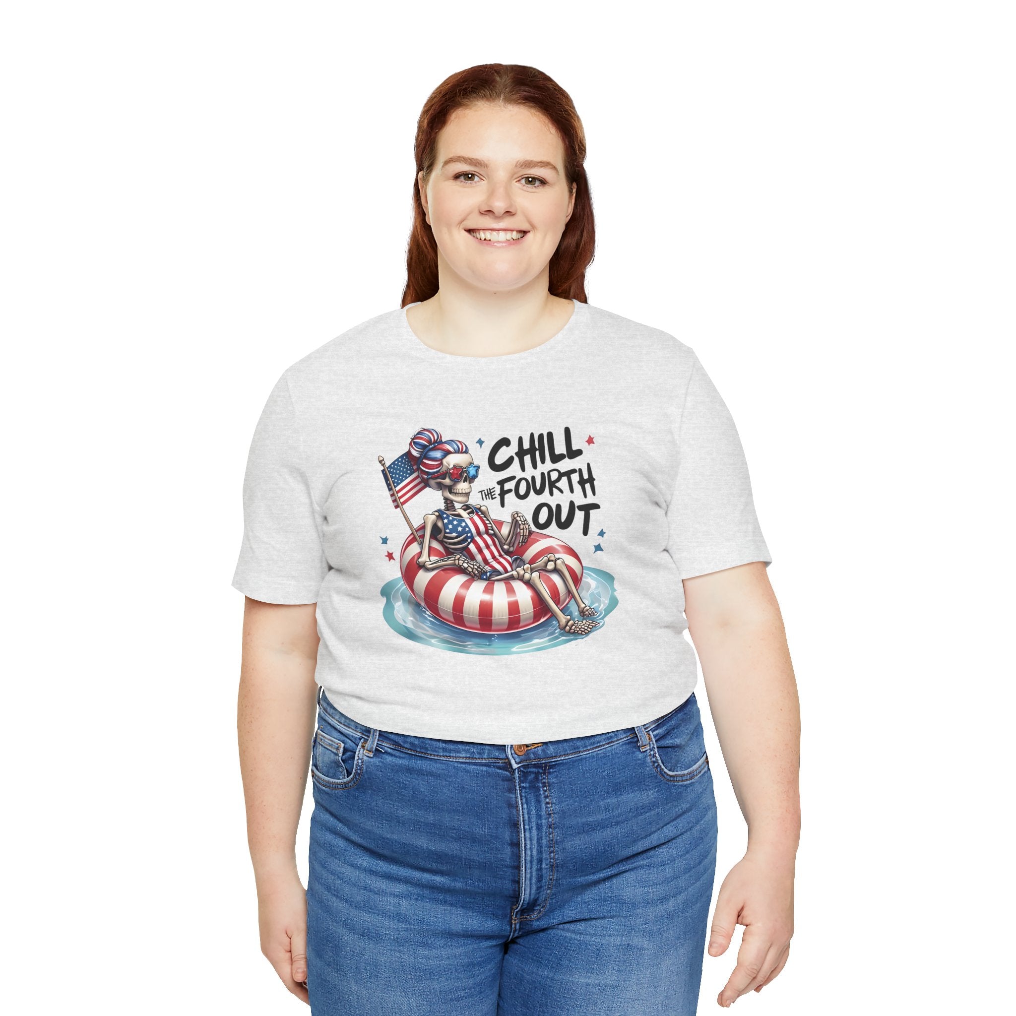 Fourth of July Chill T-Shirt — "Chill Fourth Out" Patriotic Skeleton Pool Tee