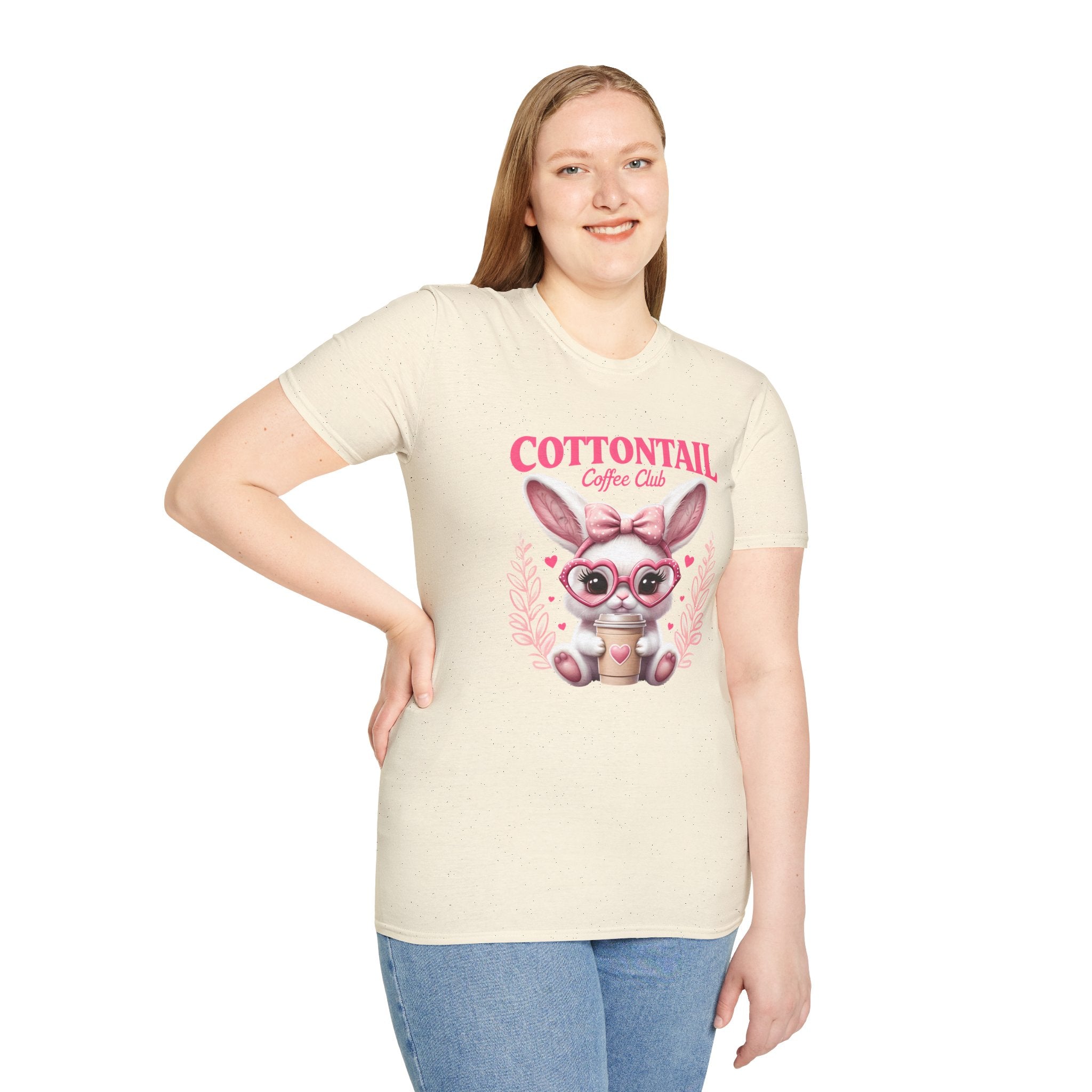 Cottontail Coffee Club Tee — Cute Bunny Holding Latte Graphic T-Shirt