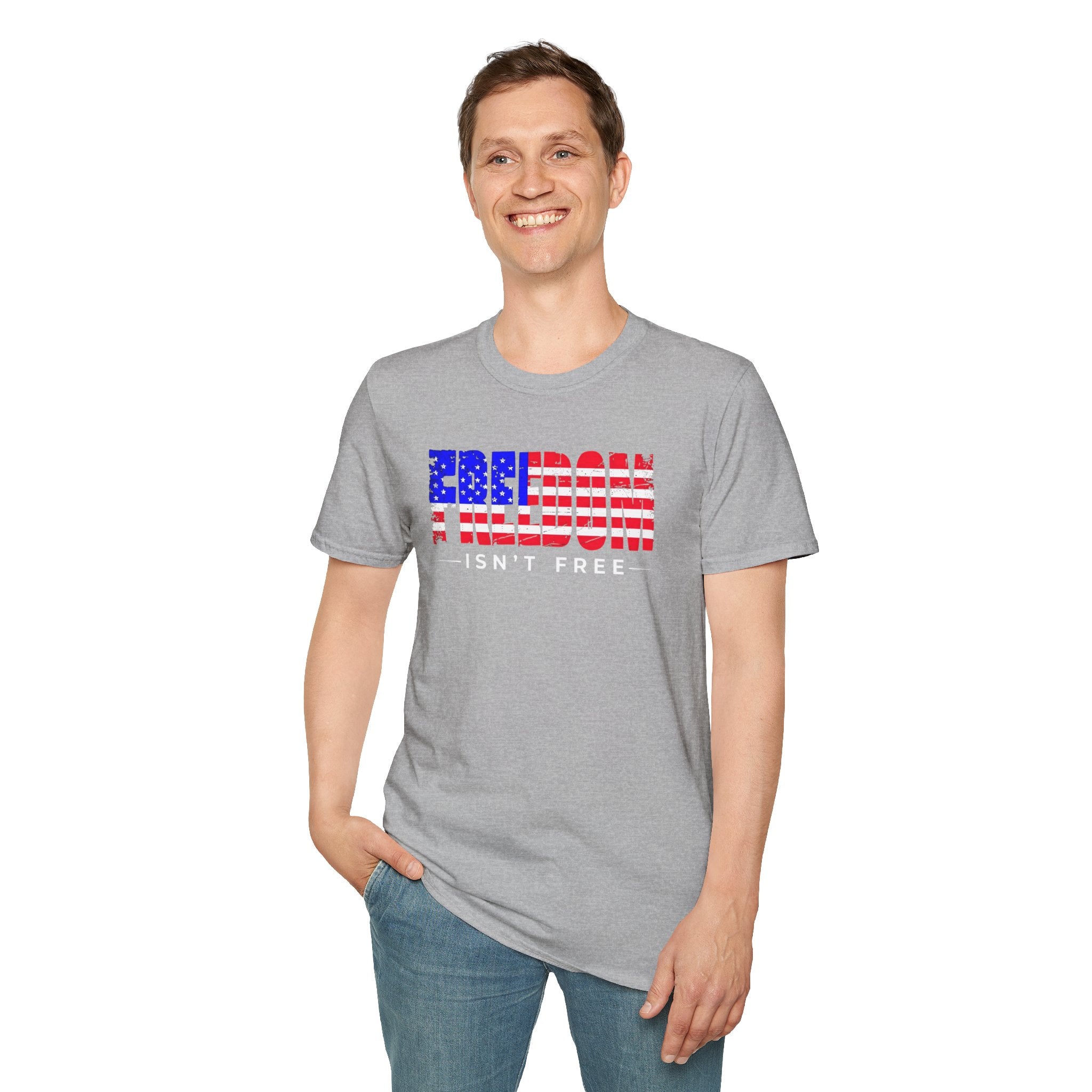 Patriotic Freedom T-Shirt - Unisex Softstyle Tee, Independence Day, Memorial Day, Veteran's Day, Everyday Wear, Gift Idea