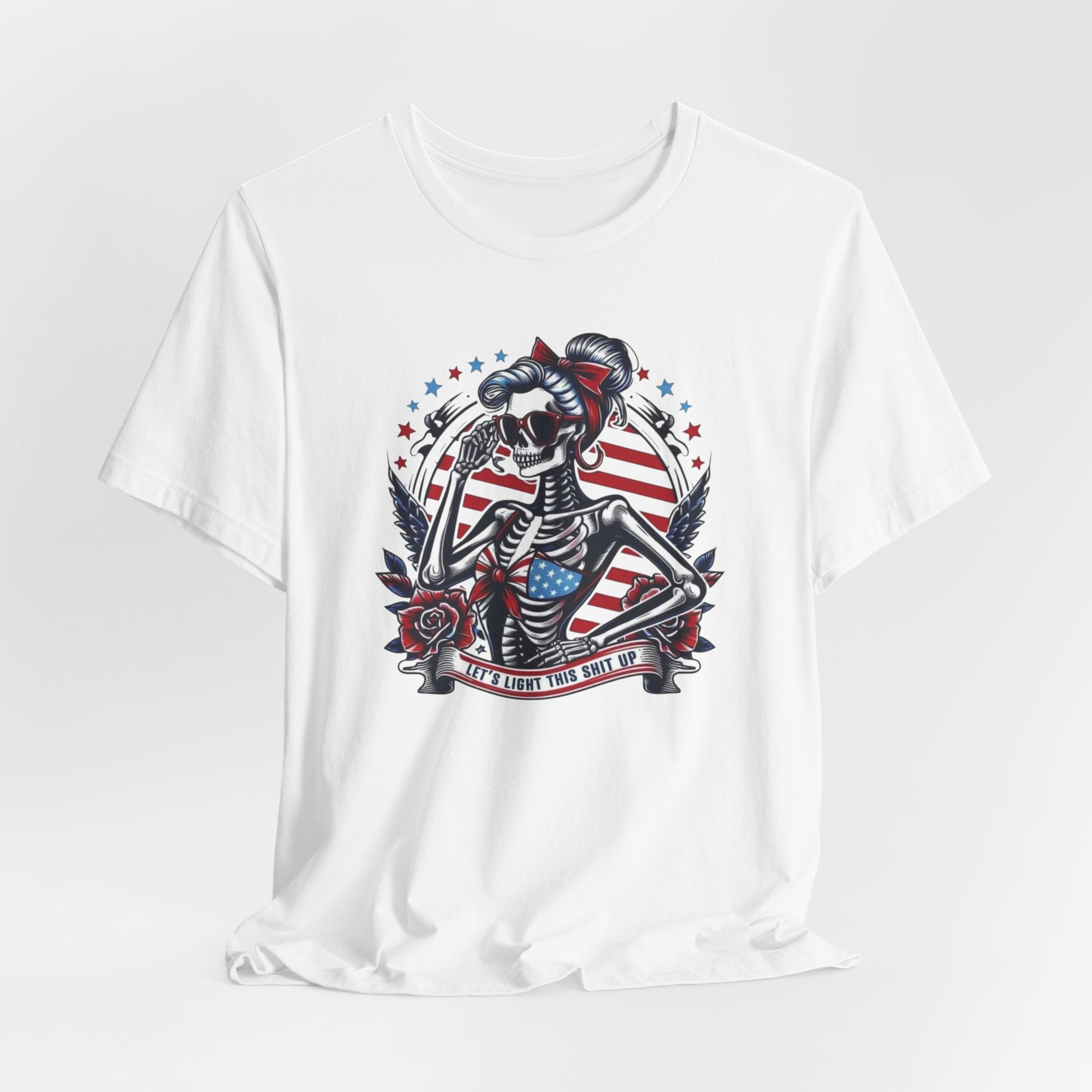 Patriotic Sailor Skull Tee — American Flag Pinup Tattoo T-Shirt