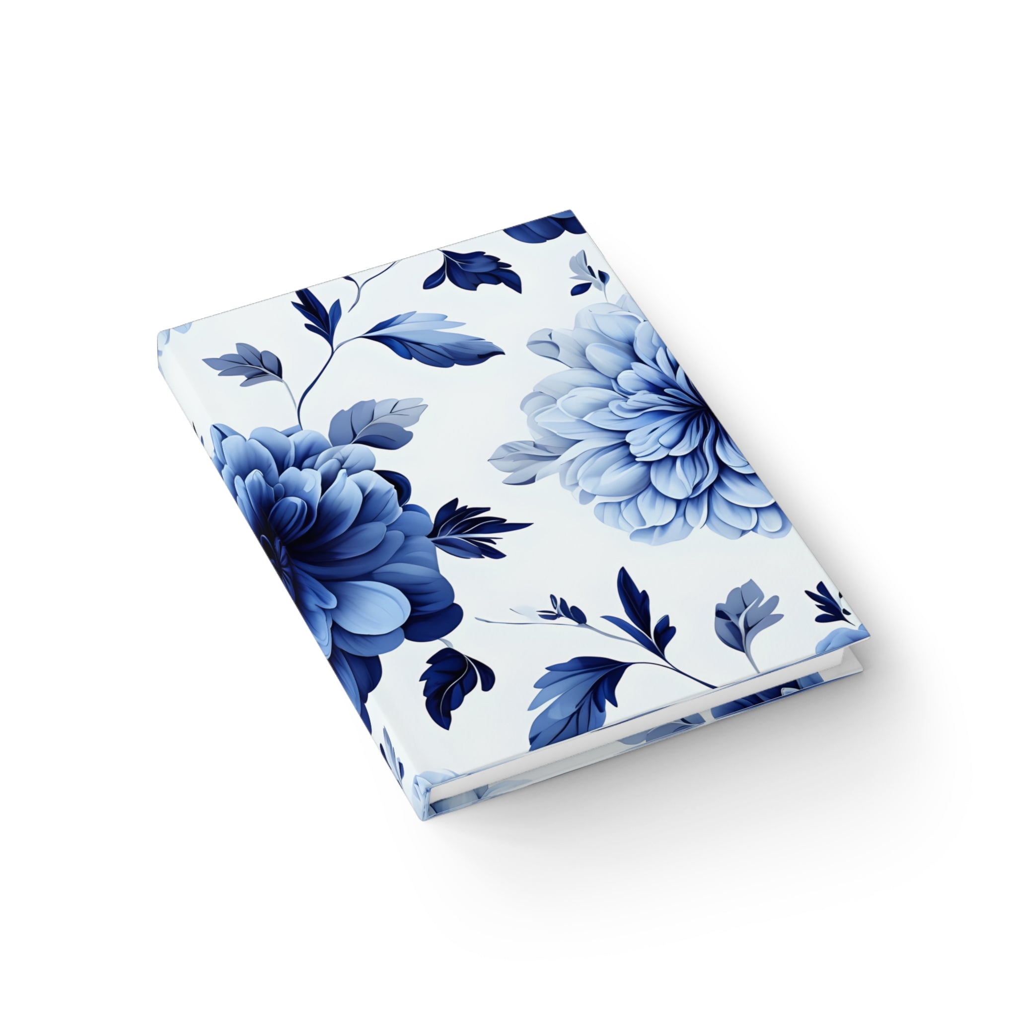 Floral Design Journal - Elegant Blue Flowers, Gift for Writers, Inspirational Notebook, Personal Diary, Birthday Gift