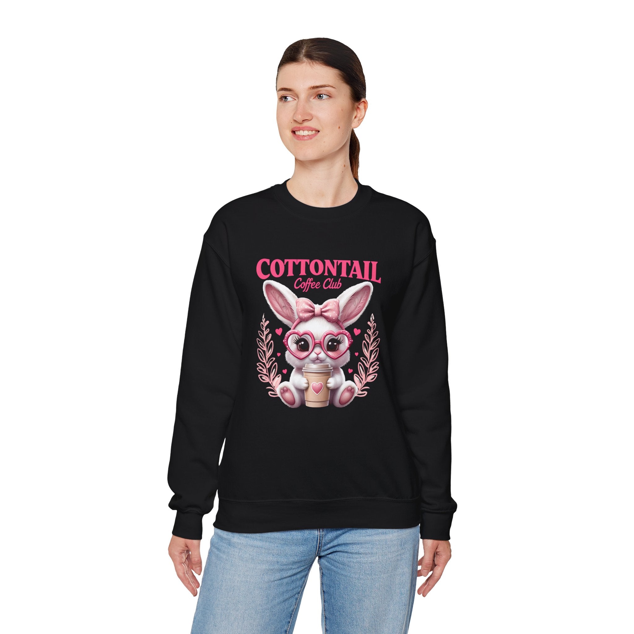 Cottontail Coffee Club Sweatshirt — Cute Bunny with Coffee Graphic