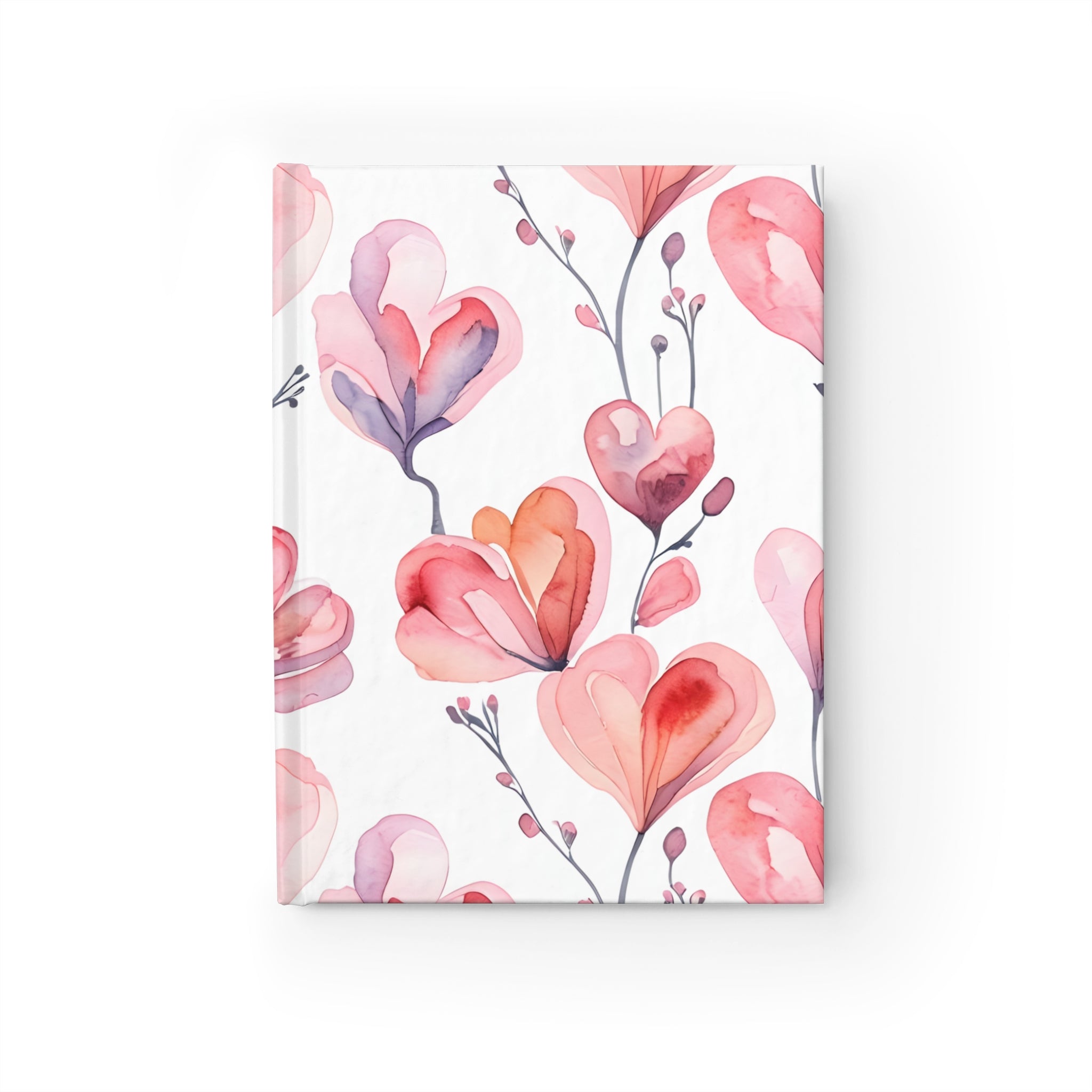 Heart Watercolor Journal — Pink Floral Notebook for Notes, Gratitude & Gifts