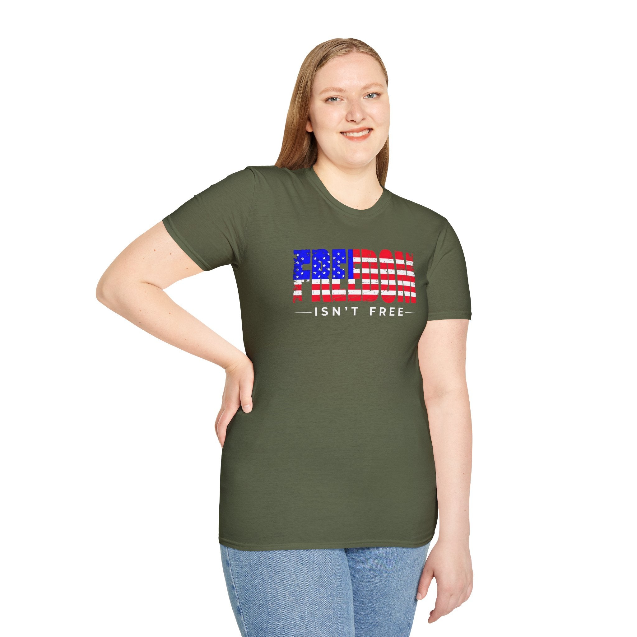 Patriotic Freedom T-Shirt - Unisex Softstyle Tee, Independence Day, Memorial Day, Veteran's Day, Everyday Wear, Gift Idea