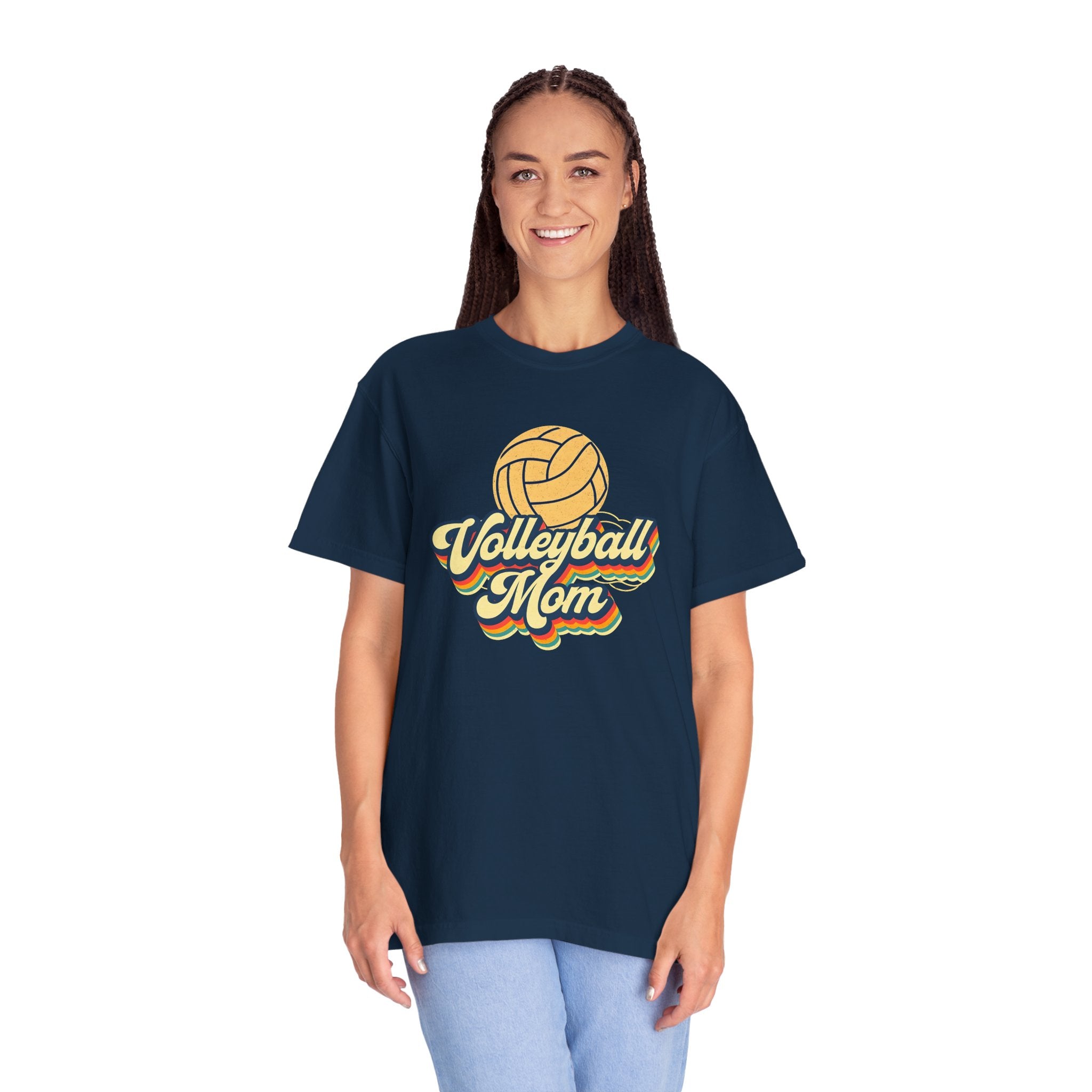 Volleyball Mom T-Shirt, Unisex Garment-Dyed Tee for Sports Lovers, Great for Gifts, Casual Wear, Volleyball Events, Mother’s Day