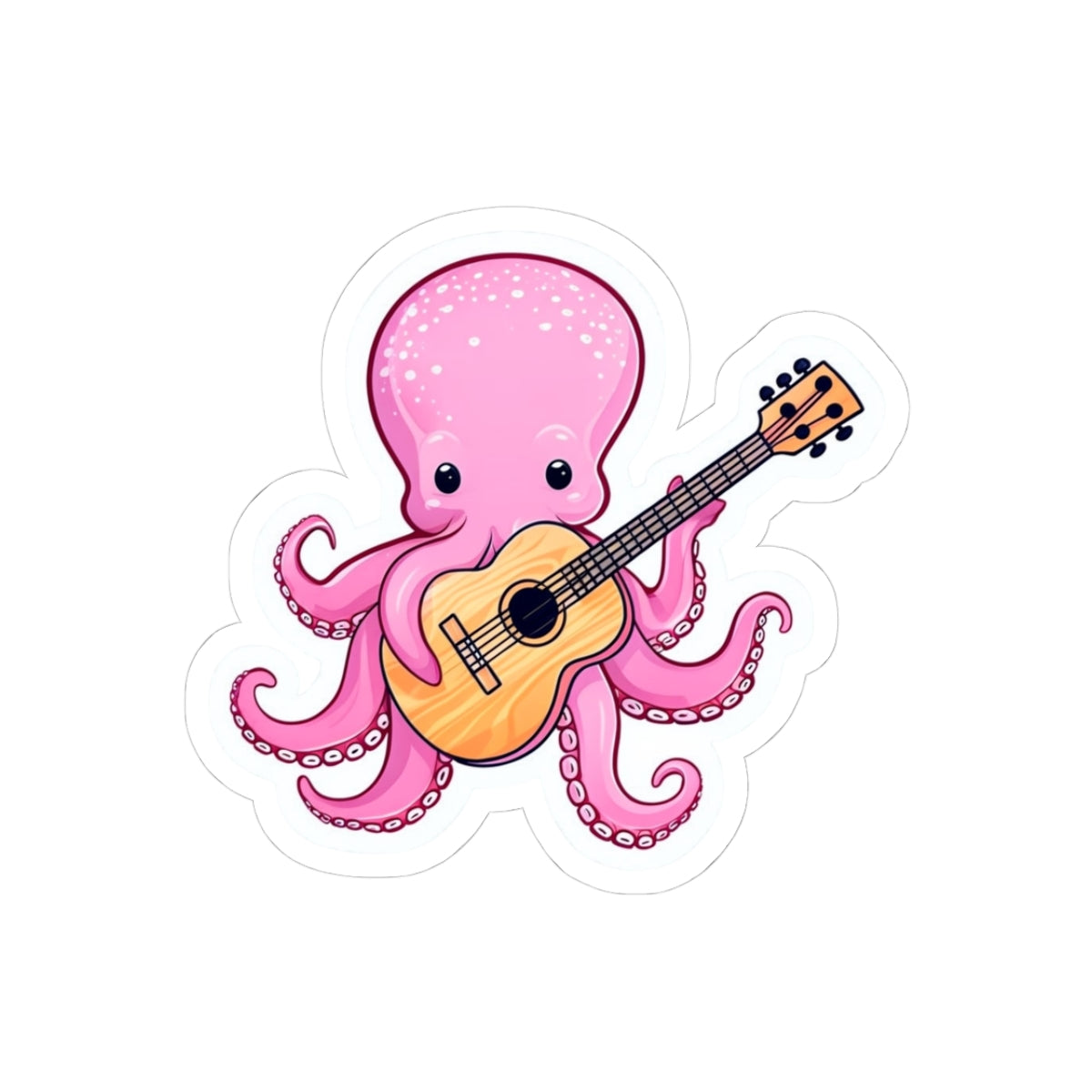 Whimsical Octopus Guitarist Kiss-Cut Stickers - Fun Marine Life Decals for Music Lovers