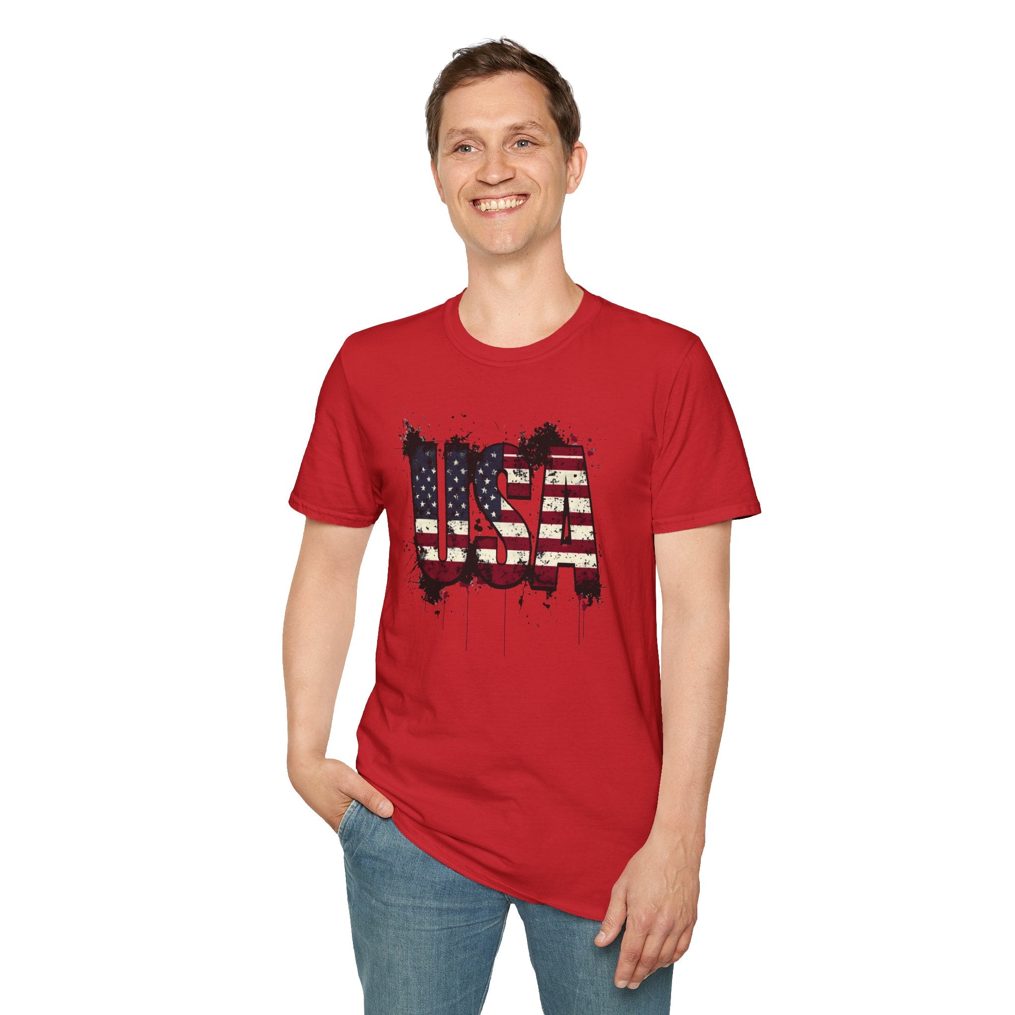 USA Flag Grunge T-Shirt — Distressed American Flag Graphic Tee for 4th of July