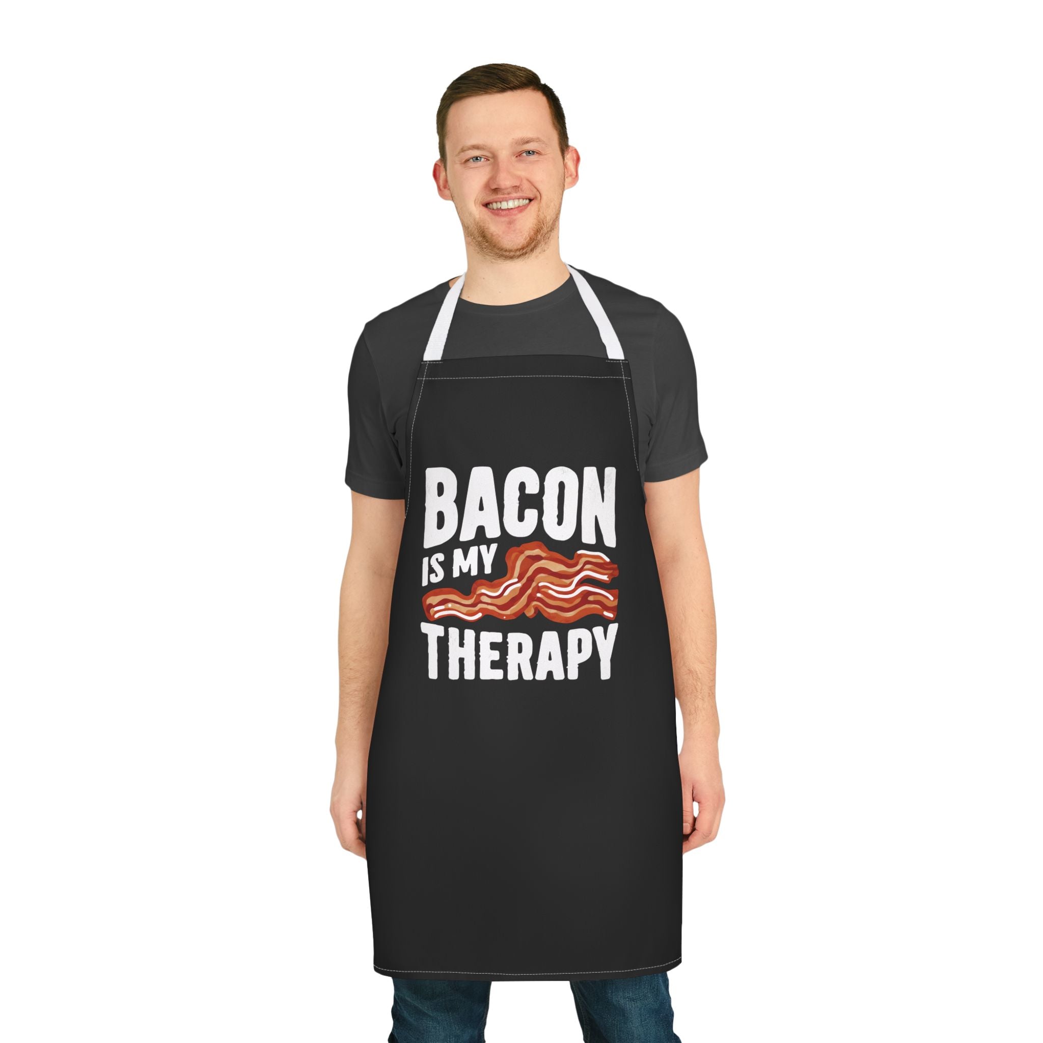 Apron — "Bacon Is My Therapy" Funny BBQ Cooking Apron, Gift for Grillers & Bacon Lovers