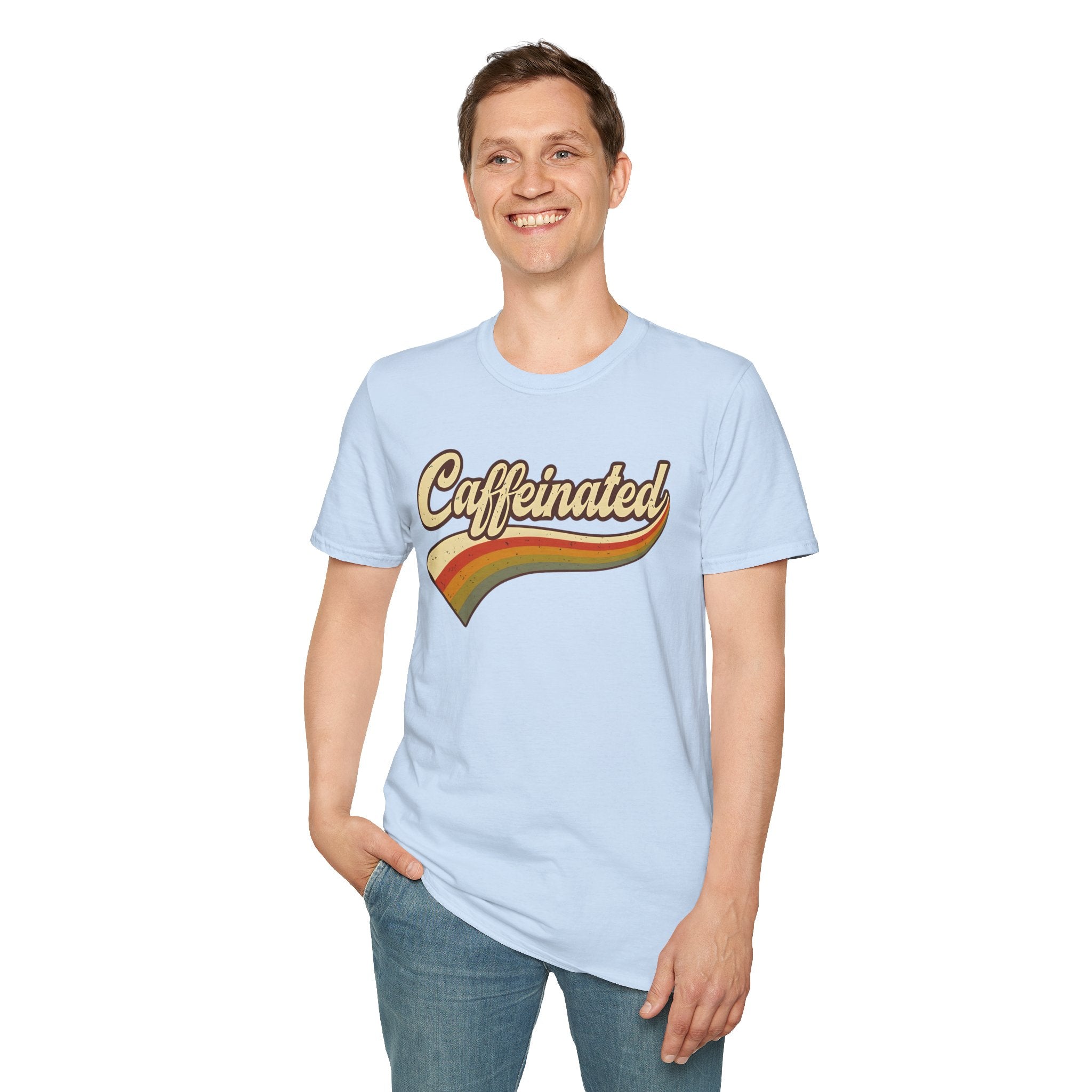 Caffeinated Retro Unisex Softstyle T-Shirt