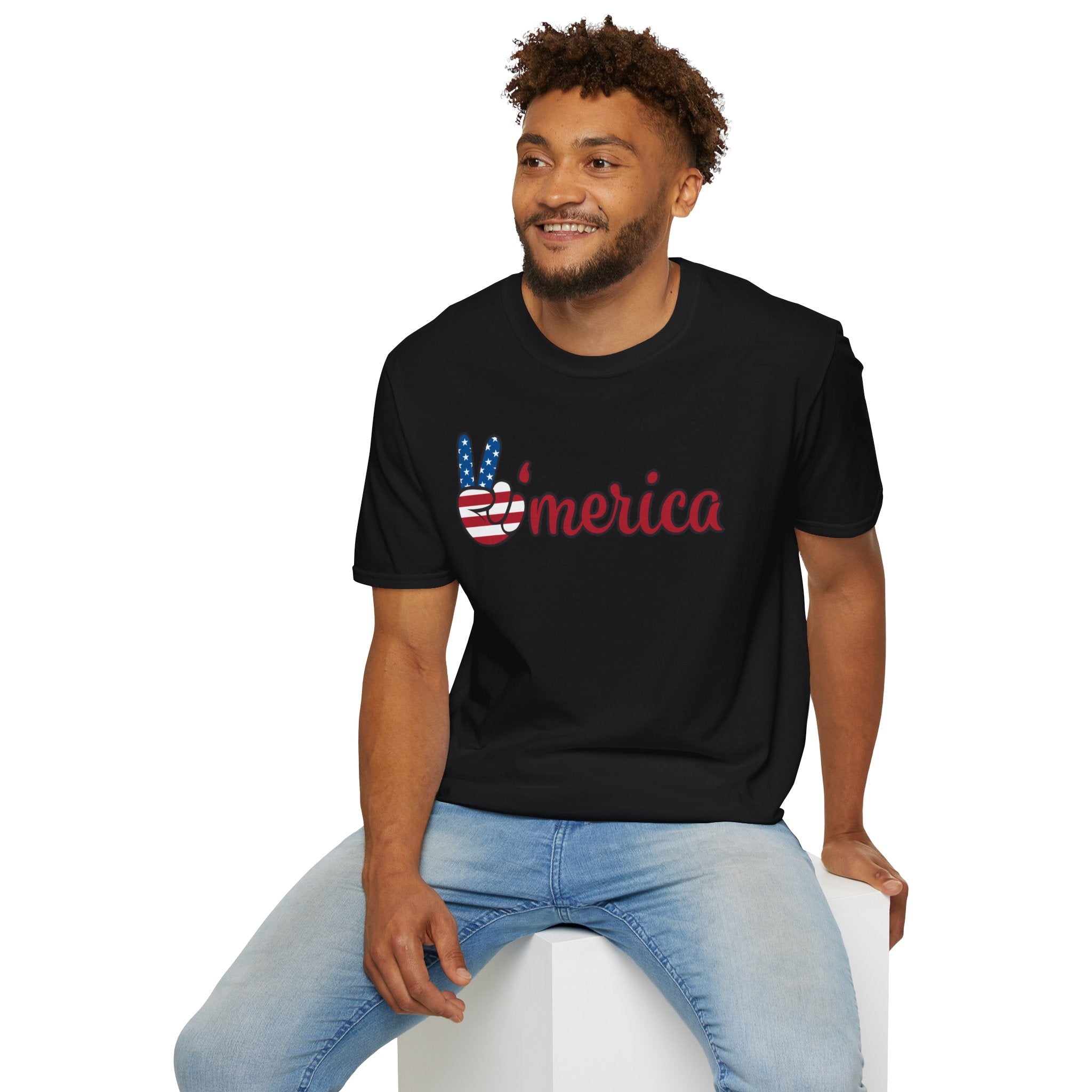 Patriotic Peace T-Shirt for Unisex, Casual Wear, Independence Day Gift, Summer Style, Comfortable Tee