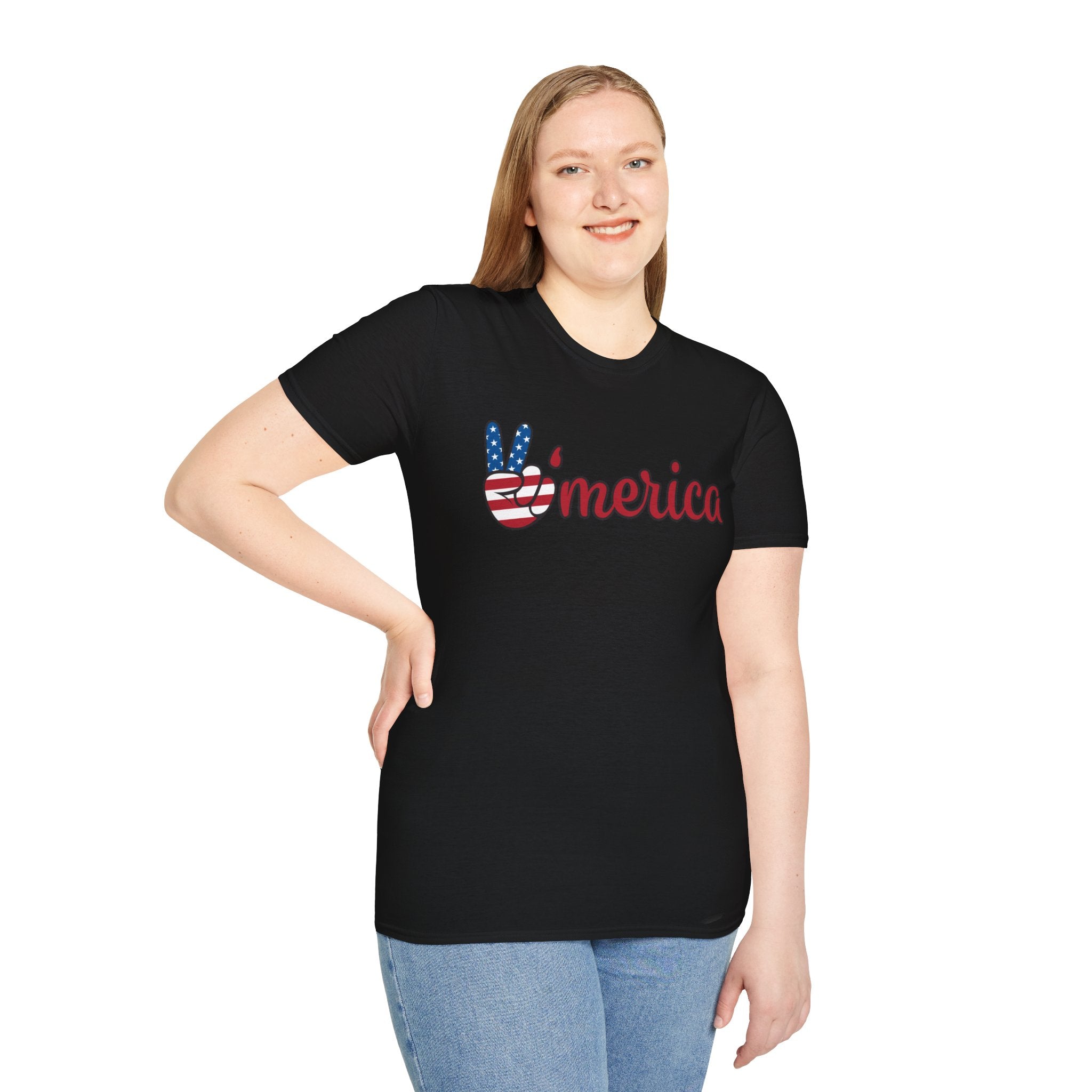 Patriotic Peace T-Shirt for Unisex, Casual Wear, Independence Day Gift, Summer Style, Comfortable Tee