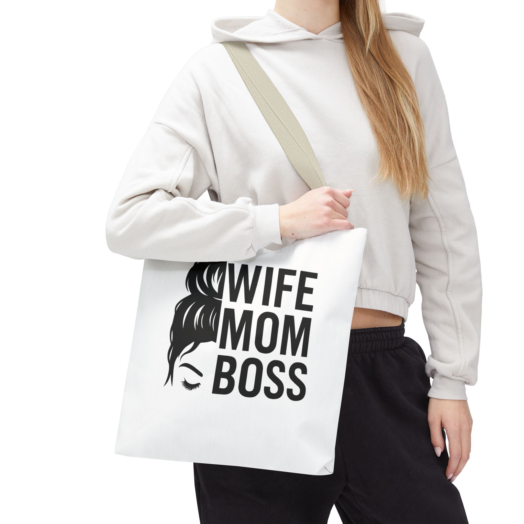 Wife Mom Boss Tote Bag - Chic, Durable Tote for Moms, Stylish Carry-All, Gift for Mother's Day, Work, and Everyday Use