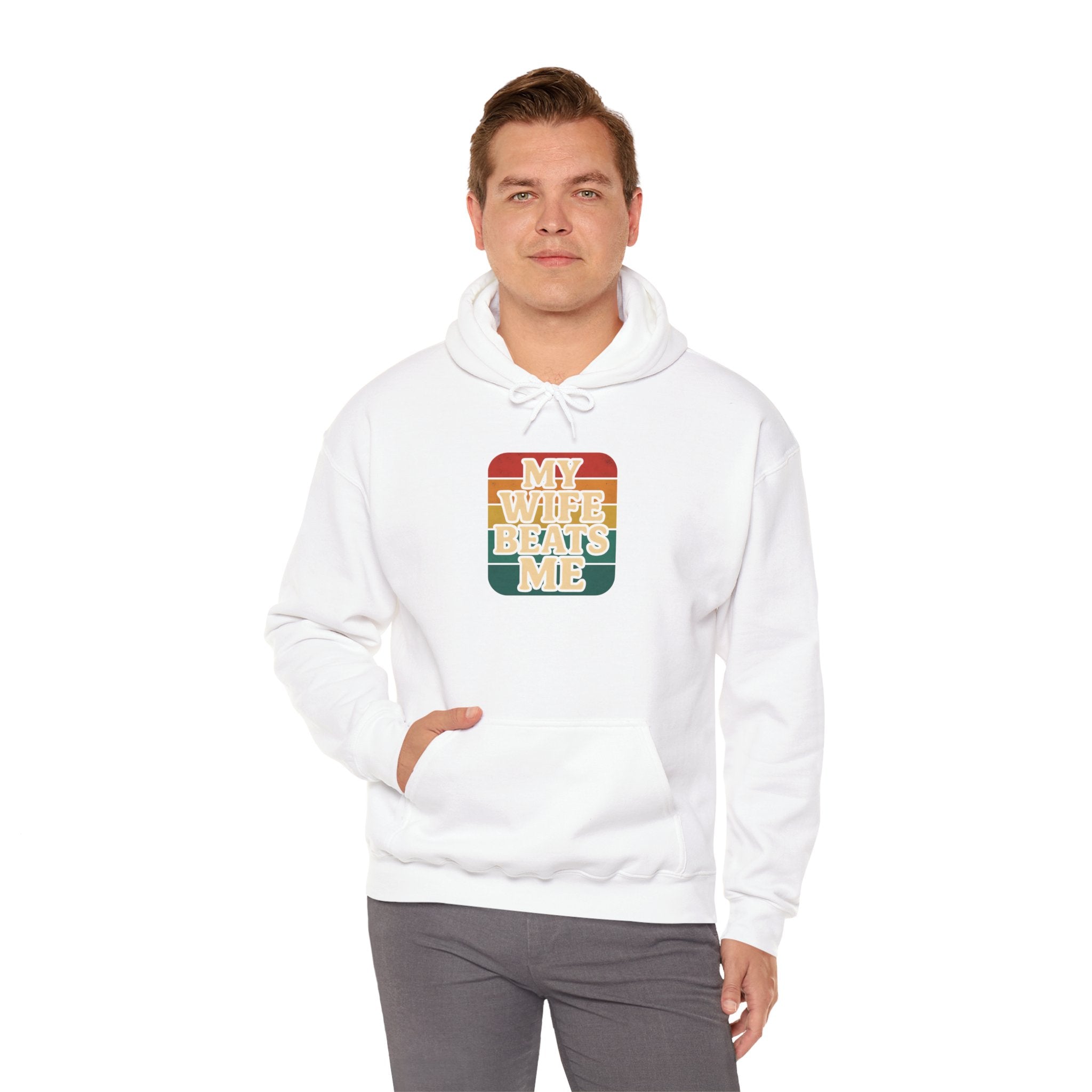 Retro Hoodie - 'My Wife Beats Me' Comfortable Sweatshirt