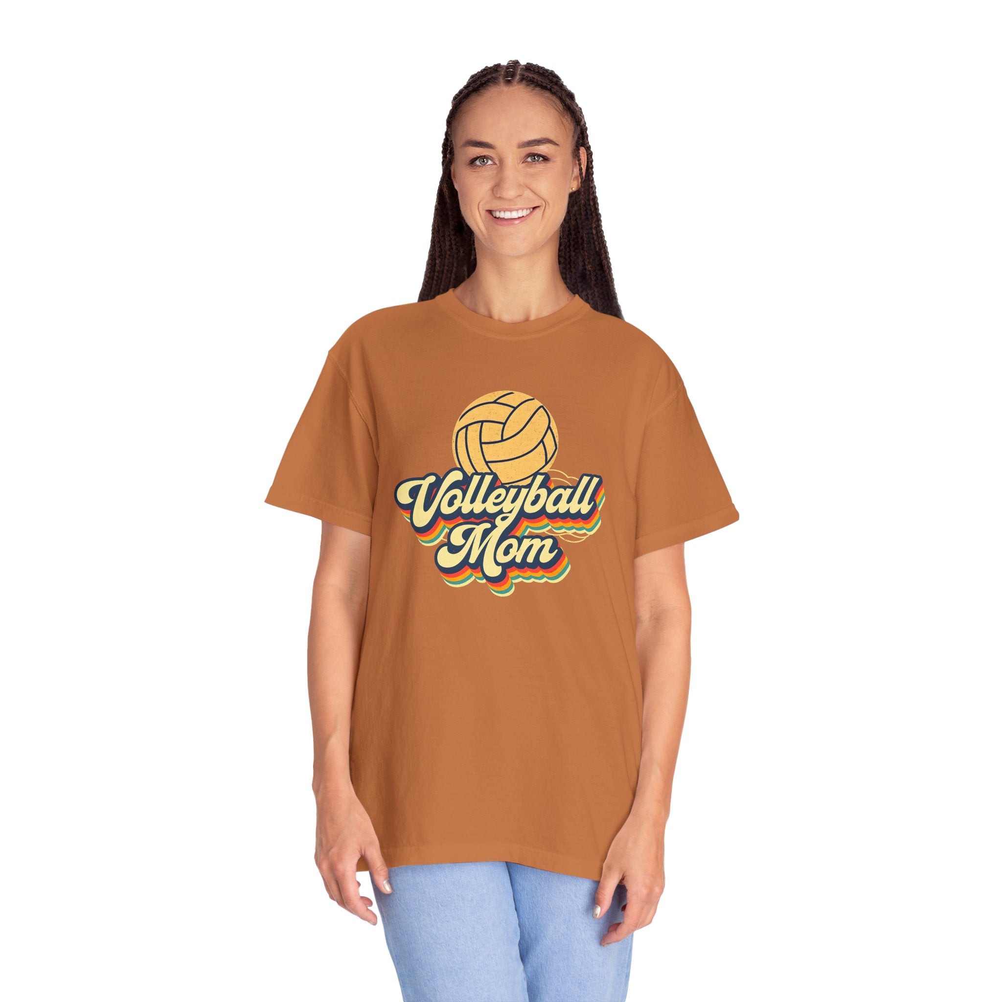 Volleyball Mom T-Shirt, Unisex Garment-Dyed Tee for Sports Lovers, Great for Gifts, Casual Wear, Volleyball Events, Mother’s Day