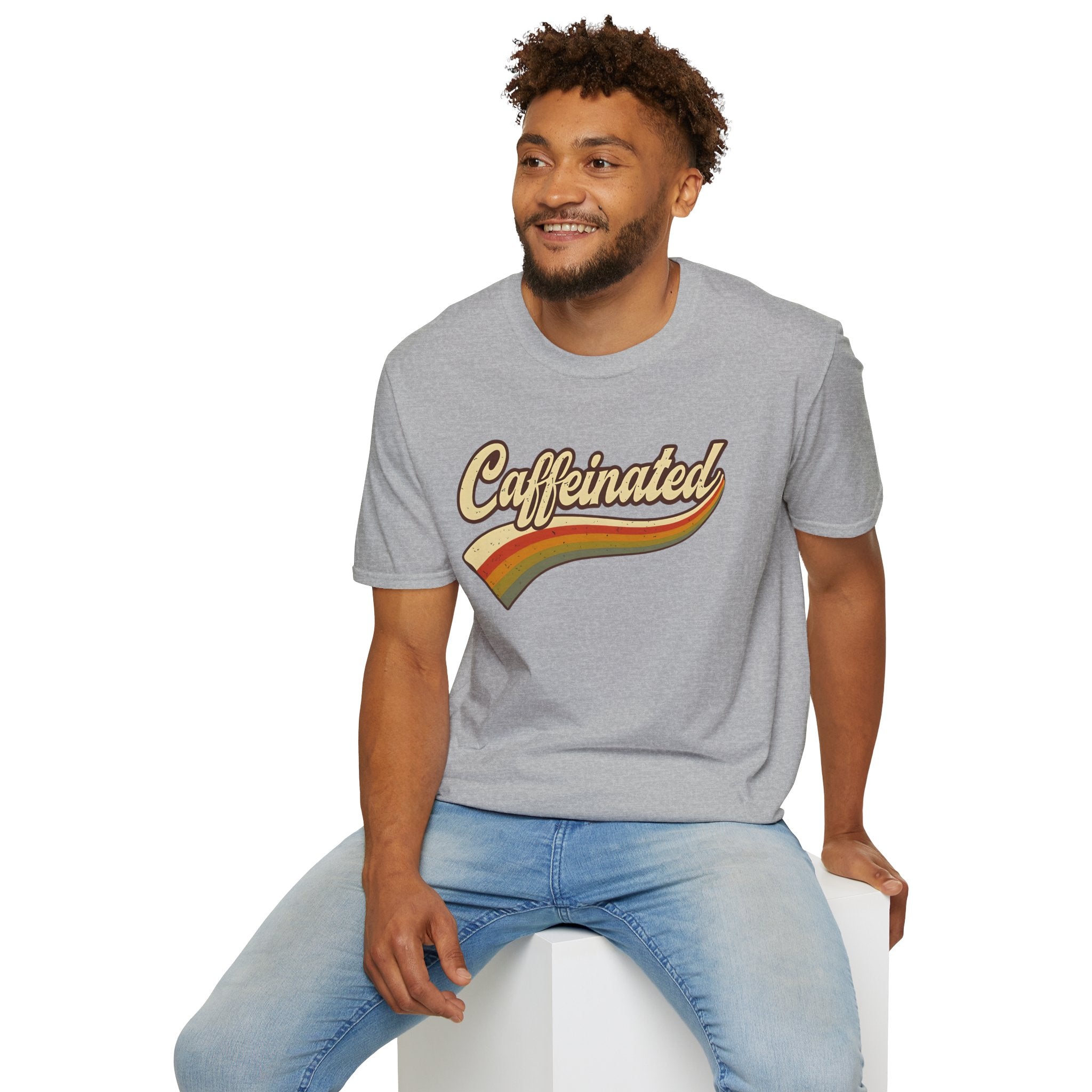Caffeinated Retro Unisex Softstyle T-Shirt