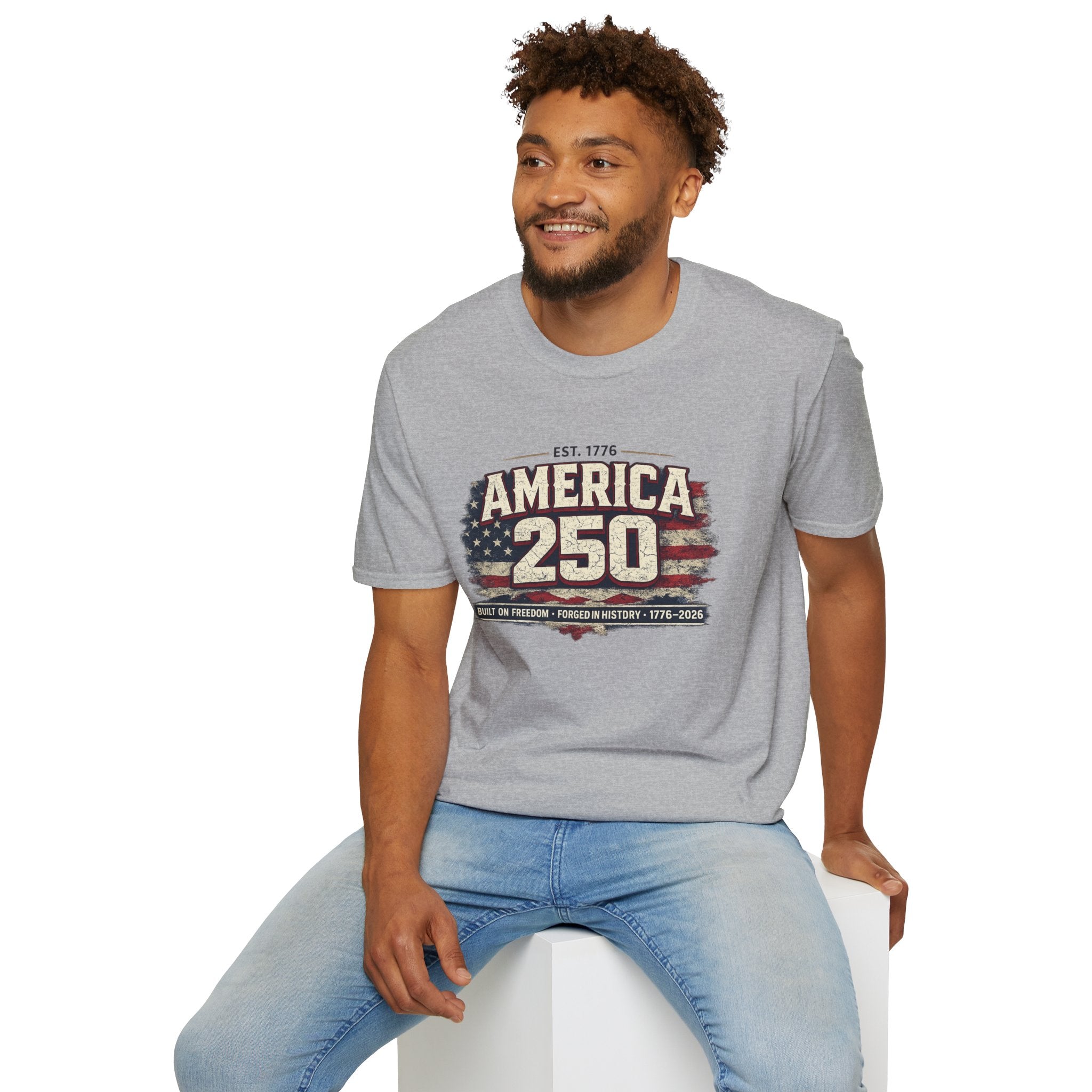 America 250 Vintage Flag T-Shirt — 1776–2026 Patriotic Independence Tee