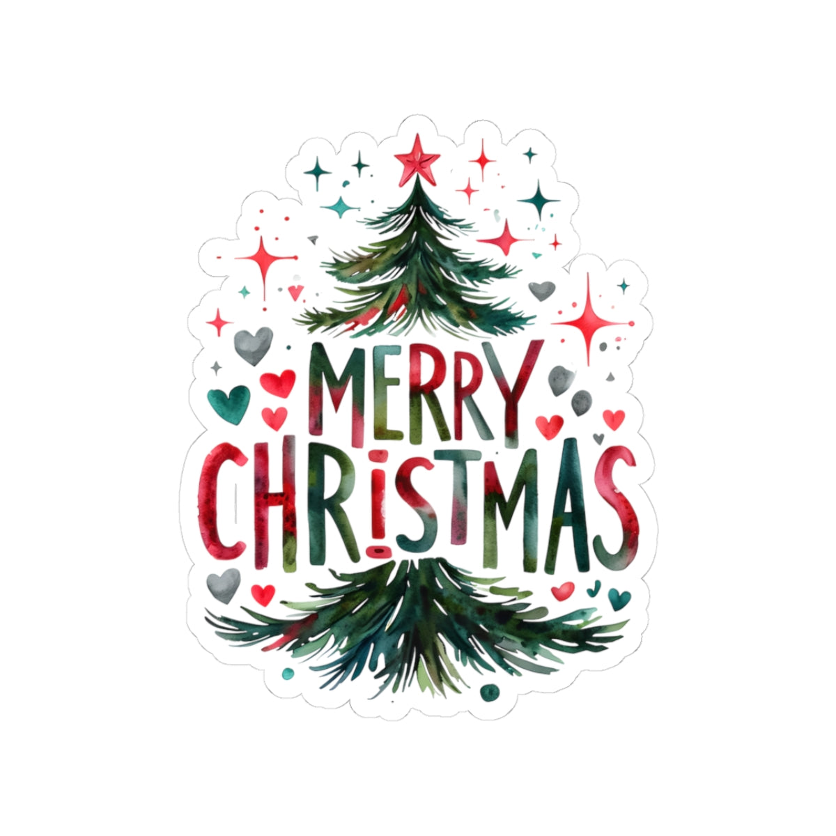Merry Christmas Kiss-Cut Stickers - Festive Holiday Decor
