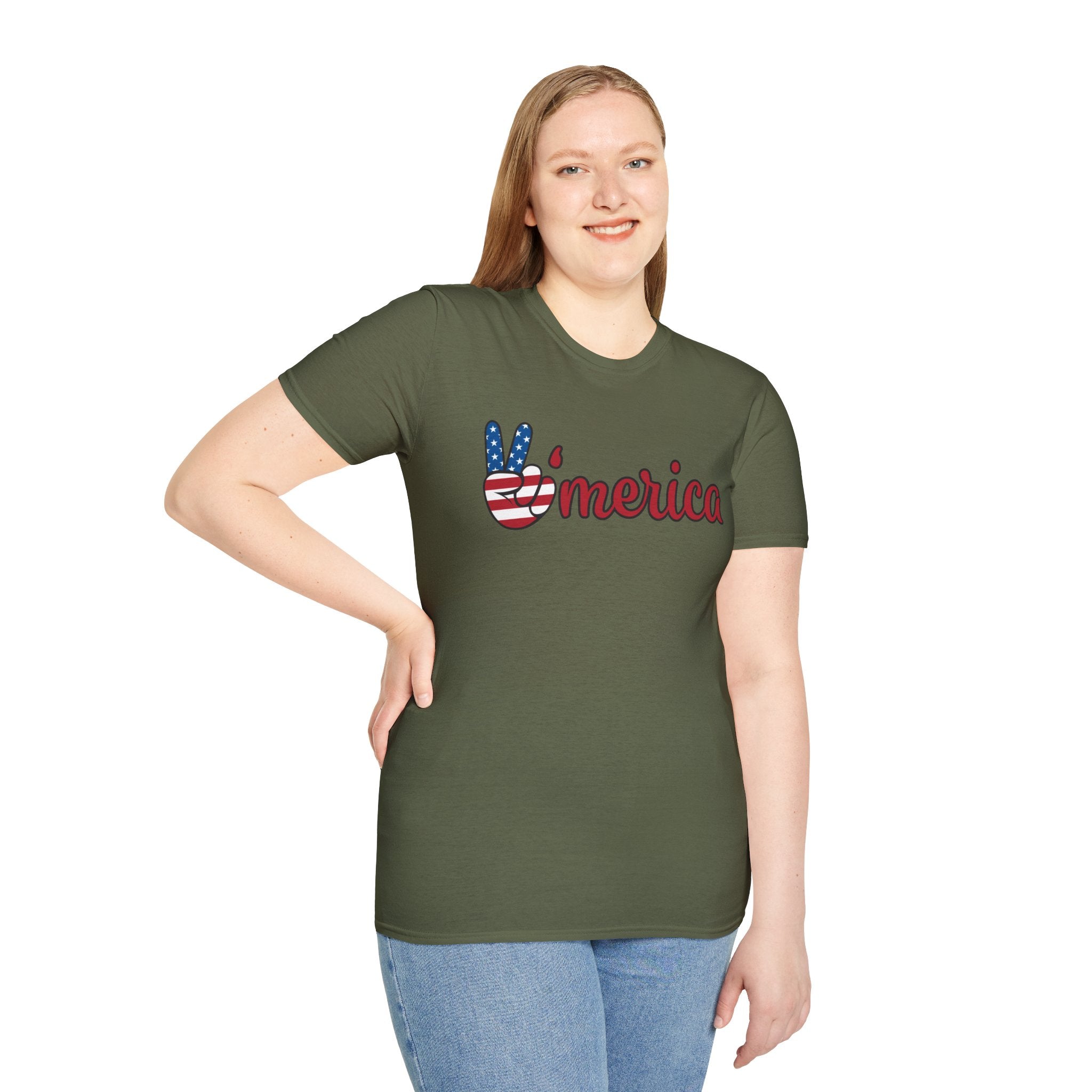 Patriotic Peace T-Shirt for Unisex, Casual Wear, Independence Day Gift, Summer Style, Comfortable Tee
