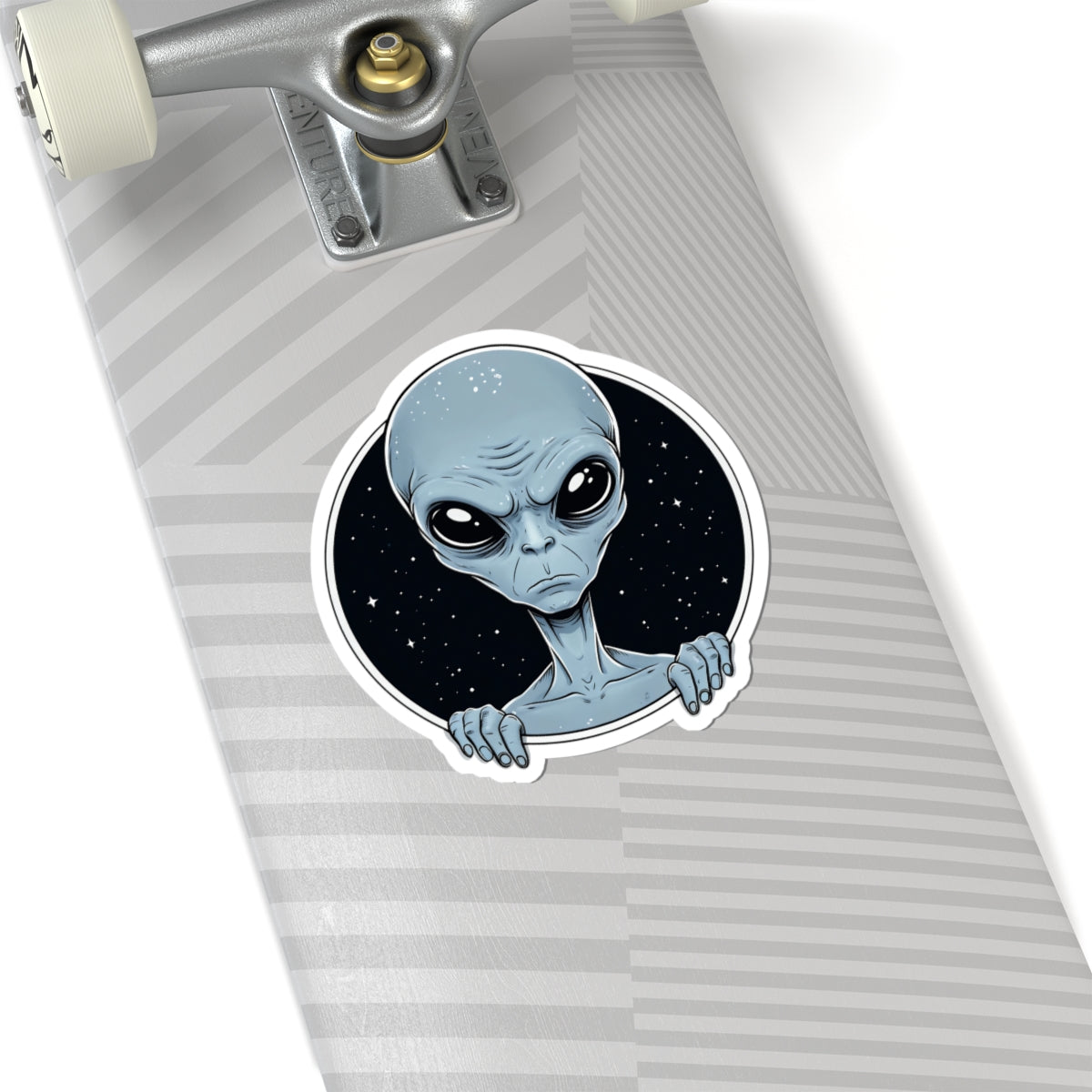 Alien Peeking Sticker — Cute Blue ET Space Laptop Decal (Kiss-Cut)
