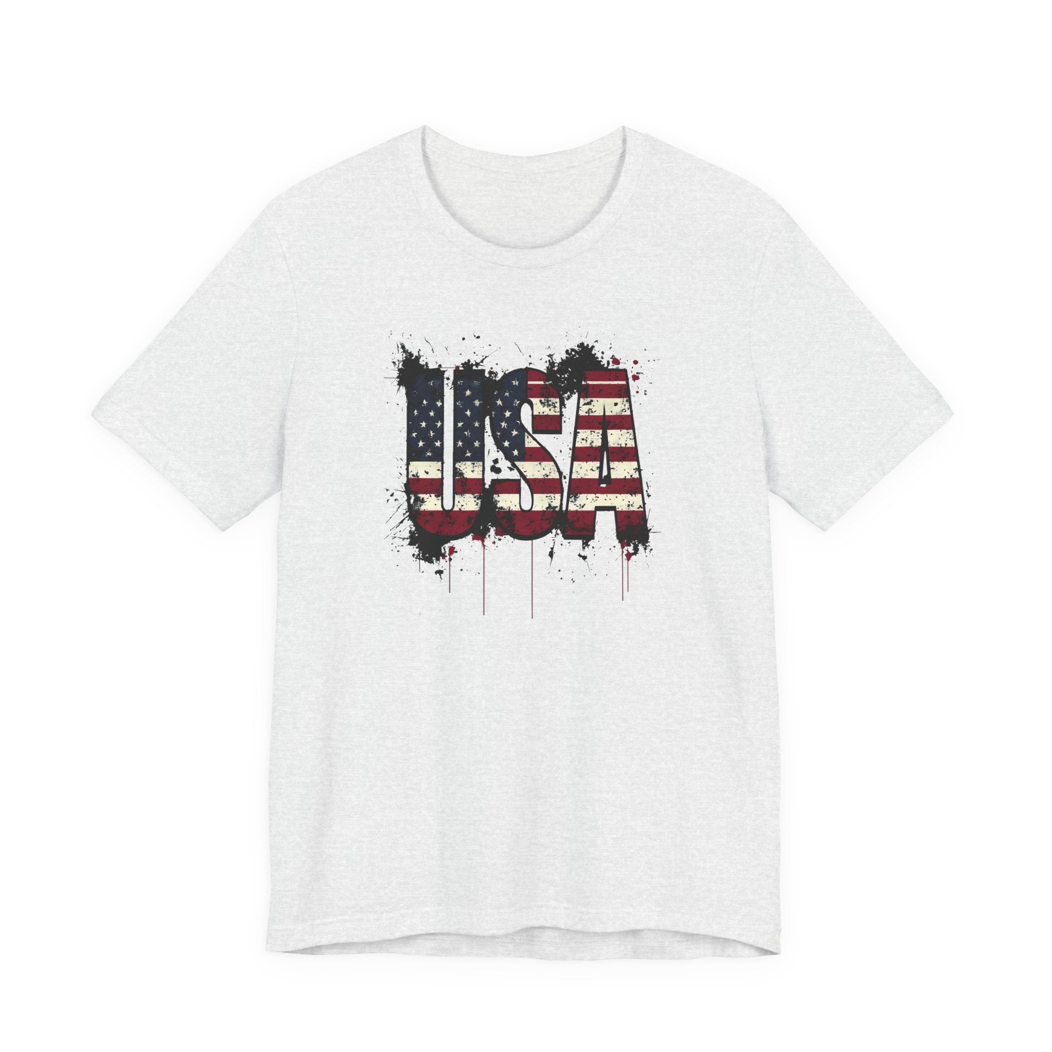 USA Paint Splatter T-Shirt — Patriotic American Flag Tee
