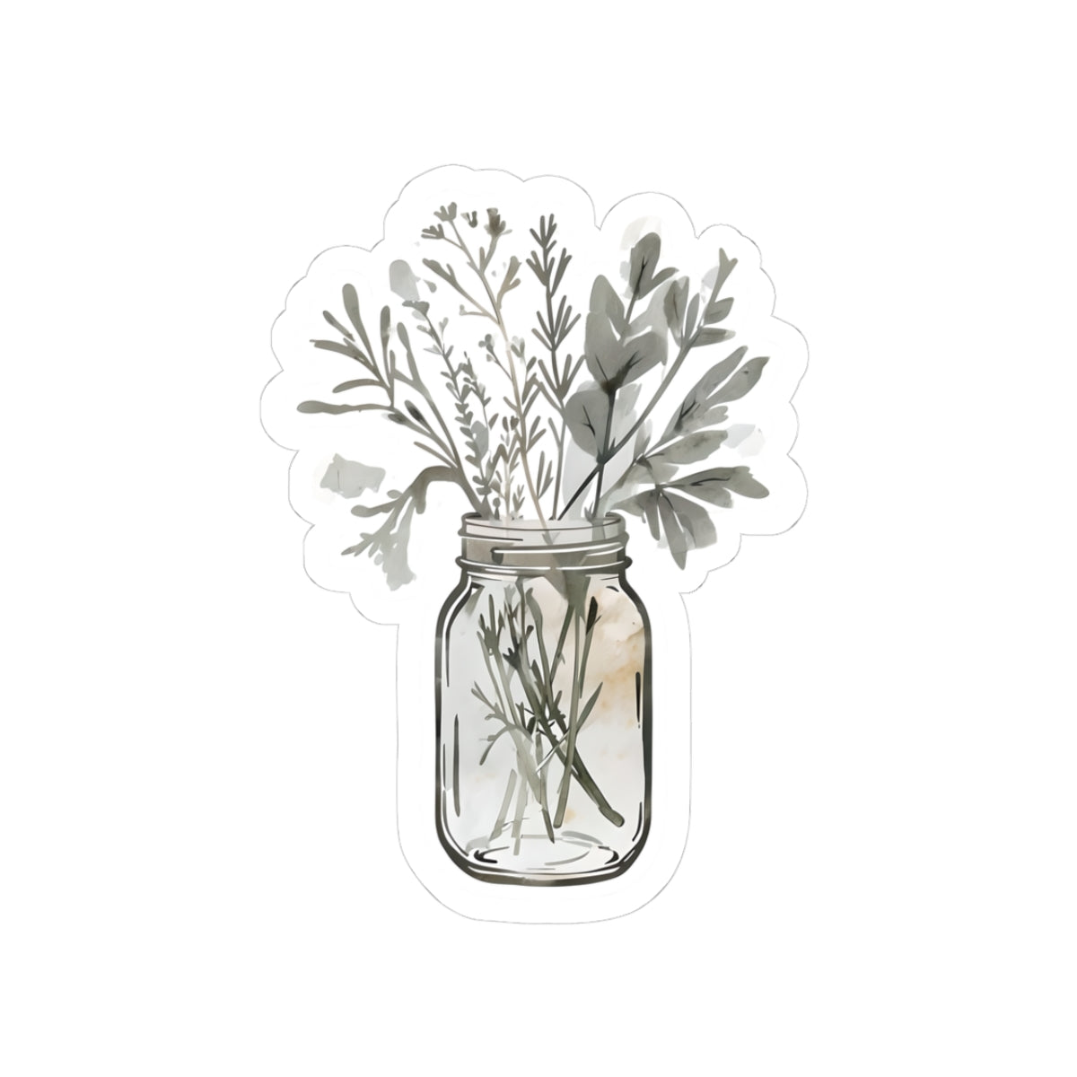 Botanical Kiss-Cut Stickers - Floral Jar Design for Nature Lovers